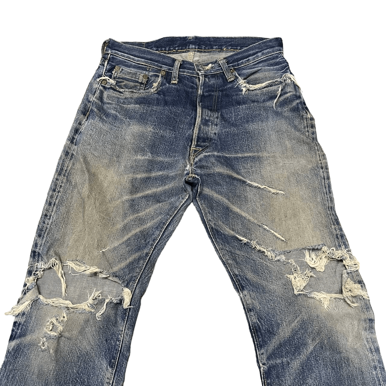 Denime Vintage Denime Japan Thrashed Denim Selvedge Leather Patch Size US 30 / EU 46 - 2 Thumbnail