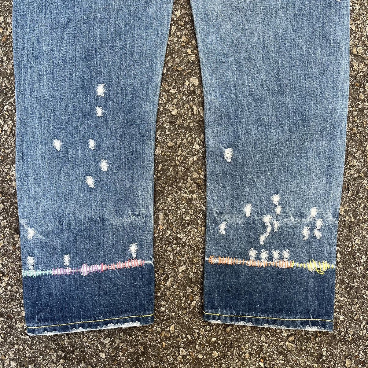 Issey Miyake TSUMORI CHISATO DISTRESSED DENIM LOW RISE JEANS Size US 30 / EU 46 - 12 Thumbnail