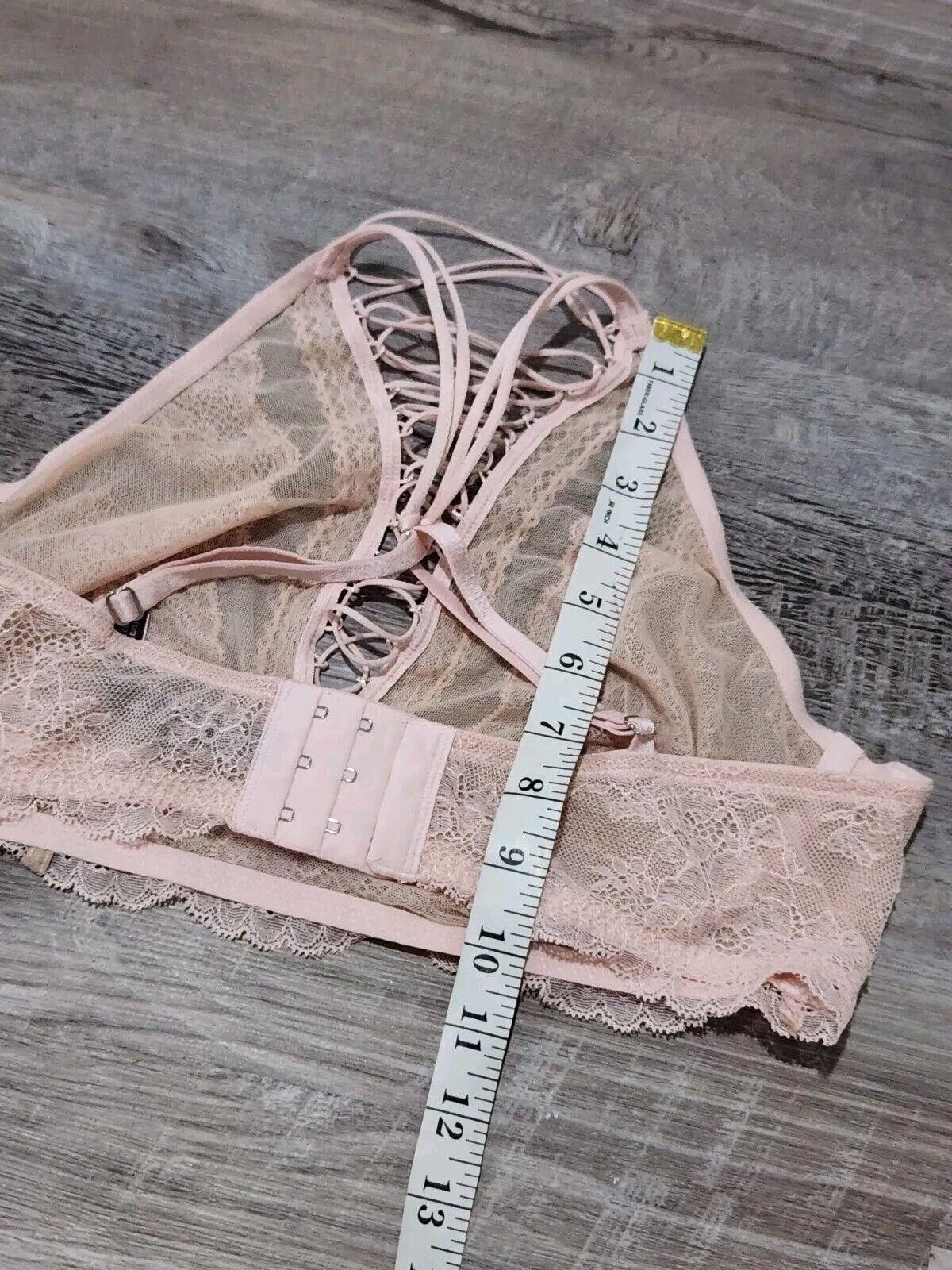 Designer Victoria Secret Bralette Large Peach Pink High Neck Lace Size ONE SIZE - 5 Thumbnail