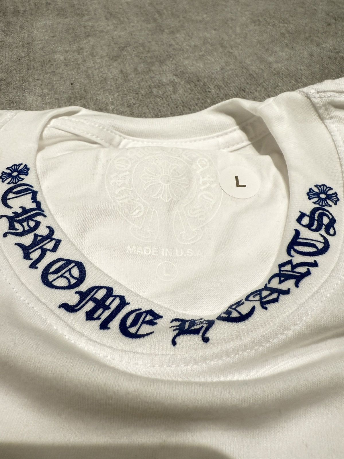 Chrome Hearts Chrome Hearts Blue Print Black Neck Logo Tee Size US L / EU 52-54 / 3 - 6 Thumbnail