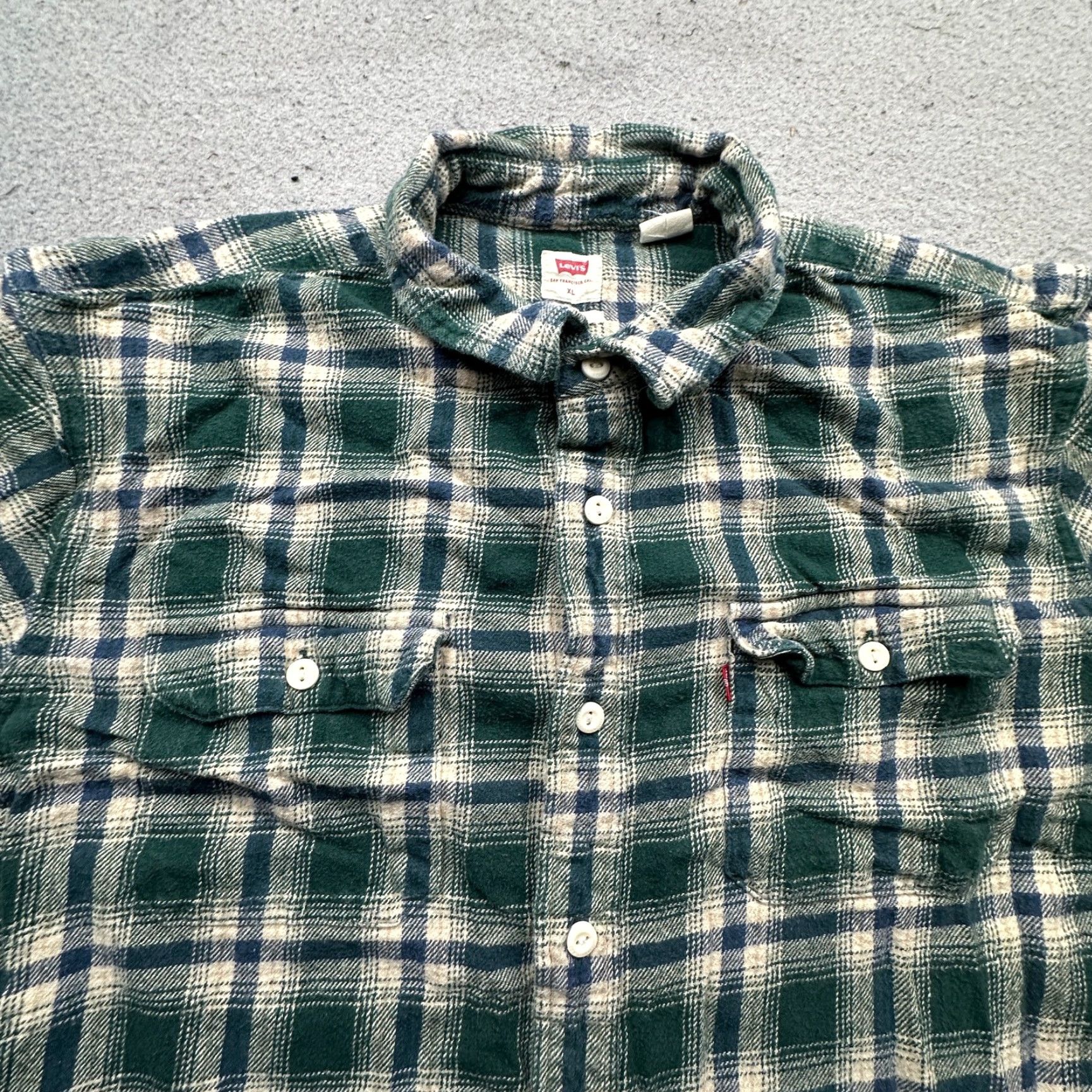 Levi's VINTAGE Levi's Flannel Green Plaid Button Shirt Mens XL Relaxed Fit Long Sleeve Pockets Size US XL / EU 56 / 4 - 7 Thumbnail