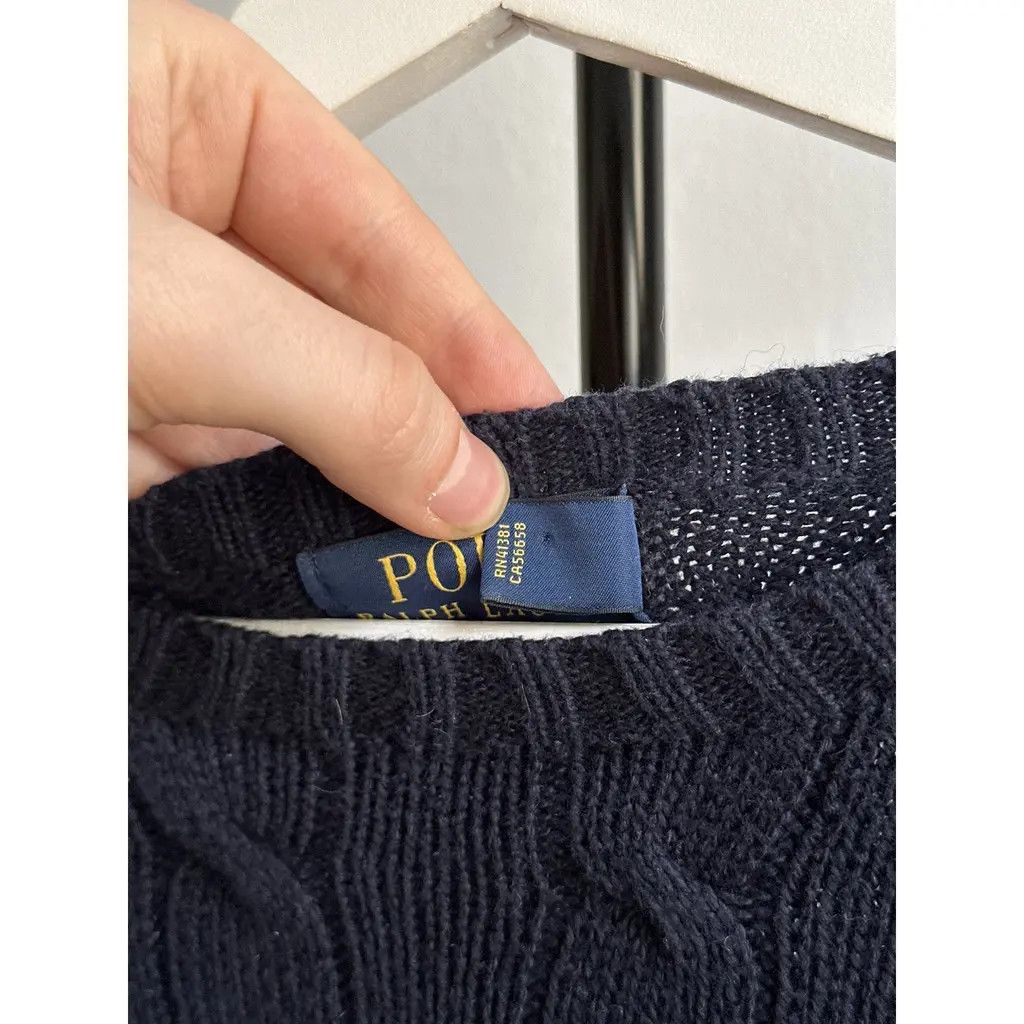 Polo Ralph Lauren Polo Ralph Lauren Cable Knit Sweater Navy Red Pony M Size US M / EU 48-50 / 2 - 3 Thumbnail