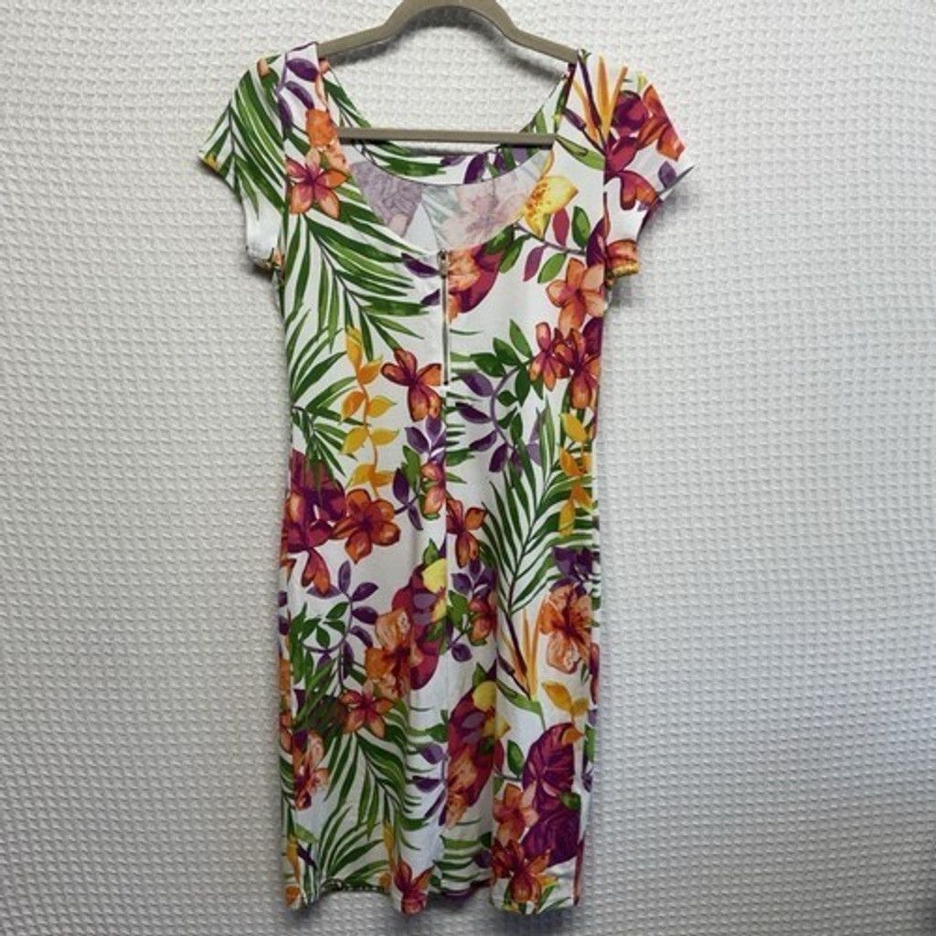Tommy Bahama Tommy Bahama Floral Stretch Short Sleeve Midi Dress Women XS Size XS / US 0-2 / IT 36-38 - 6 Thumbnail