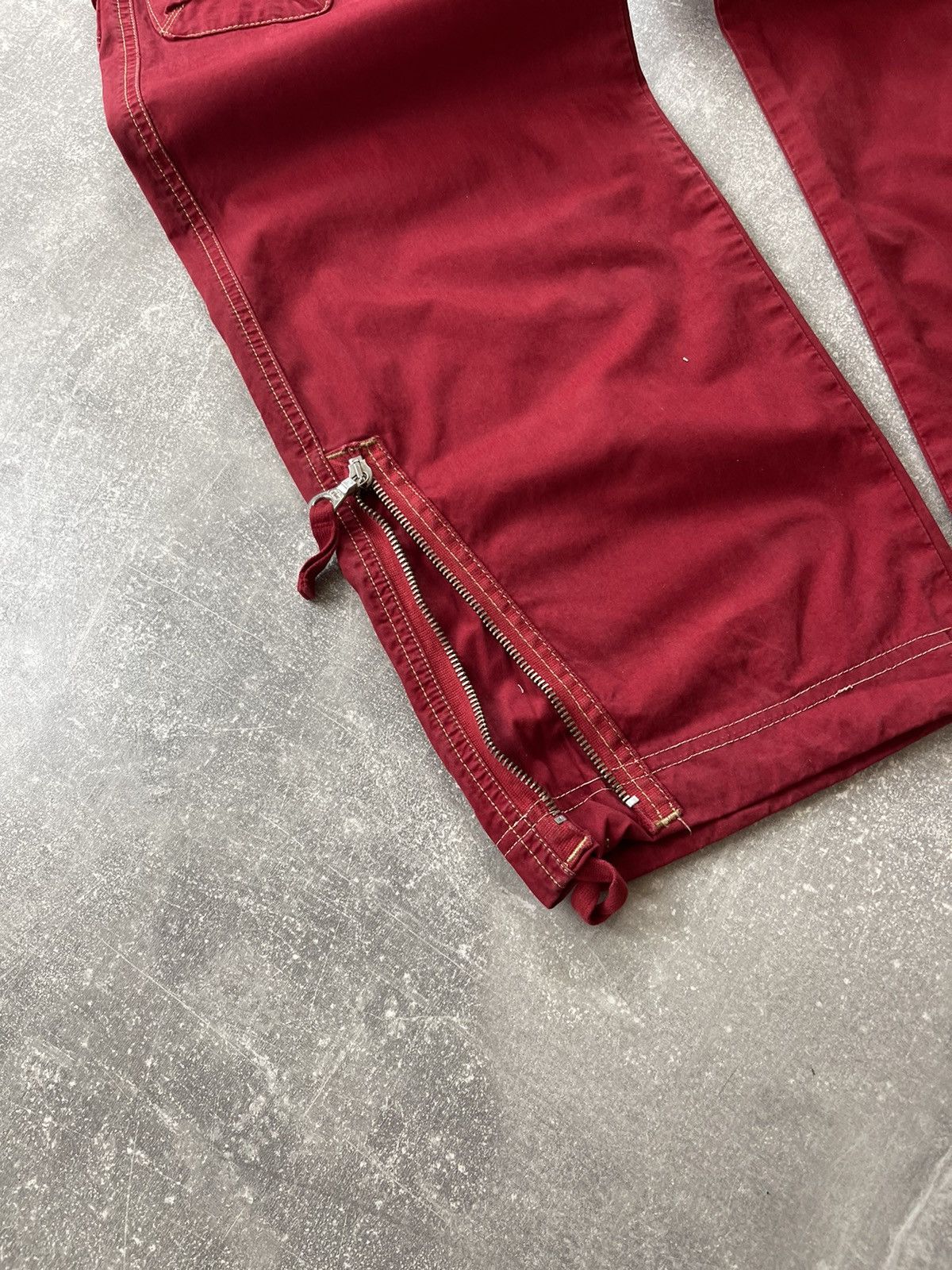 Other Red Y2K Utility Trousers Zip Hem Pockets Vintage Cargo Pants Size US 34 / EU 50 - 6 Thumbnail