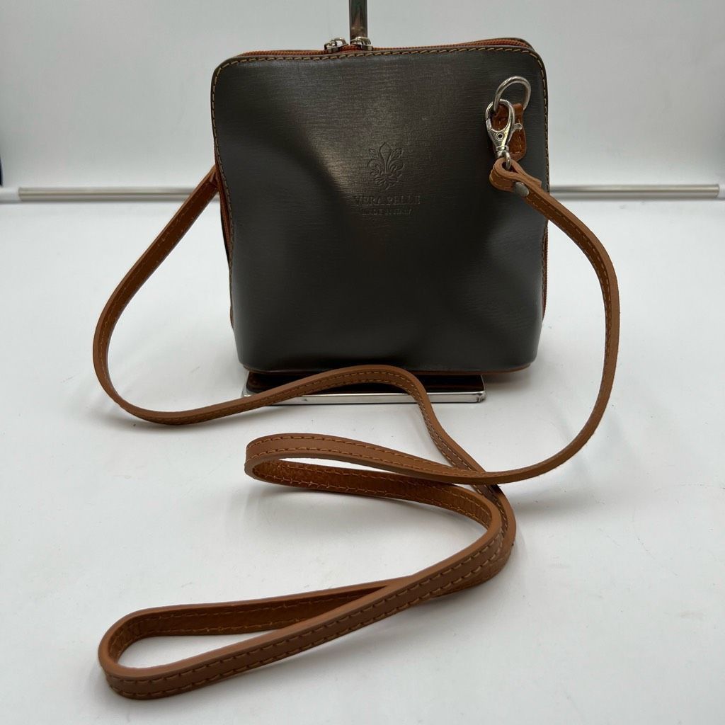 Vera Pelle Vera Pelle Made in Italy Gray and Vachetta Leather Crossbody Size ONE SIZE - 1 Thumbnail