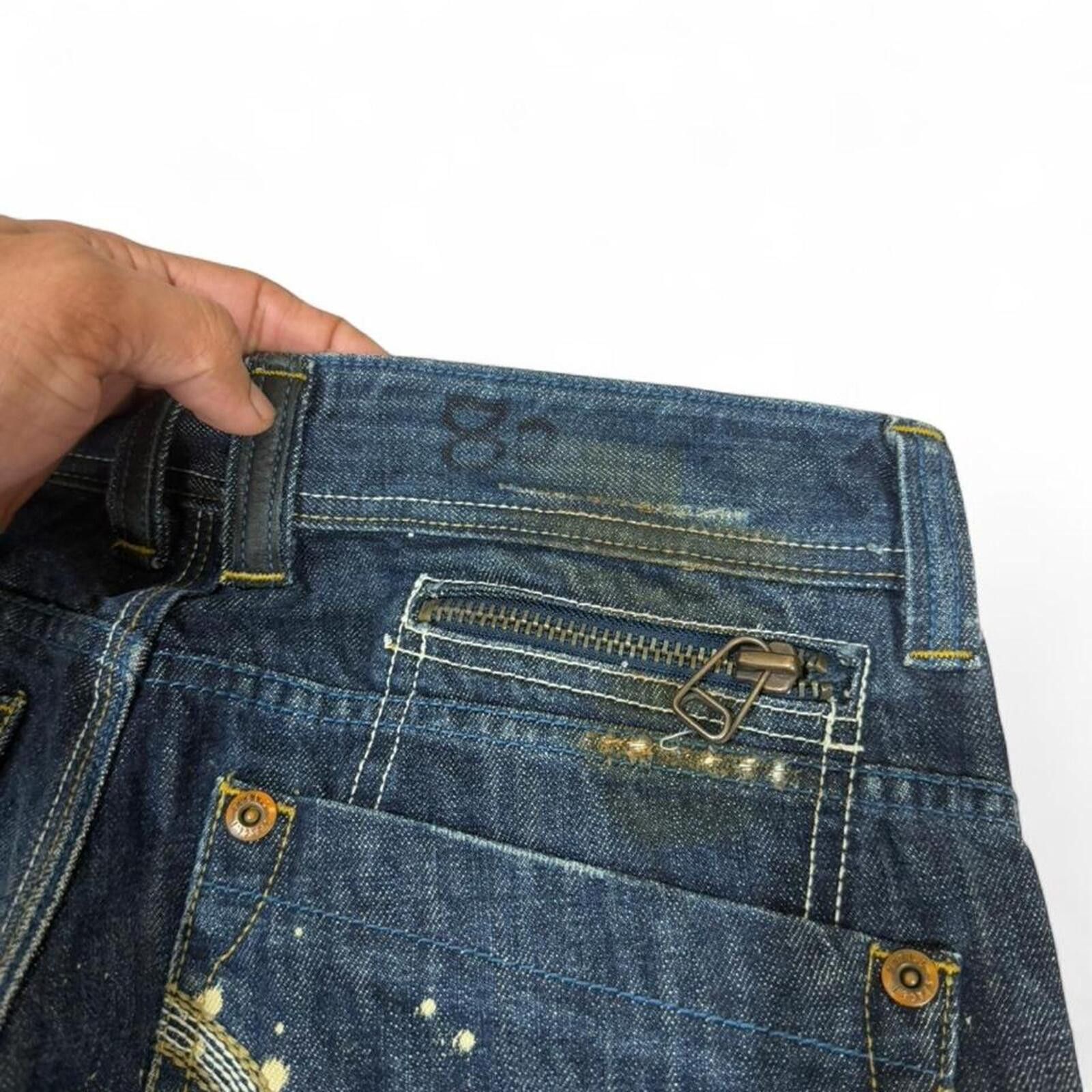 True Religion Public Space 1 dirty shade denim with white paint splatter Size 29" - 8 Thumbnail