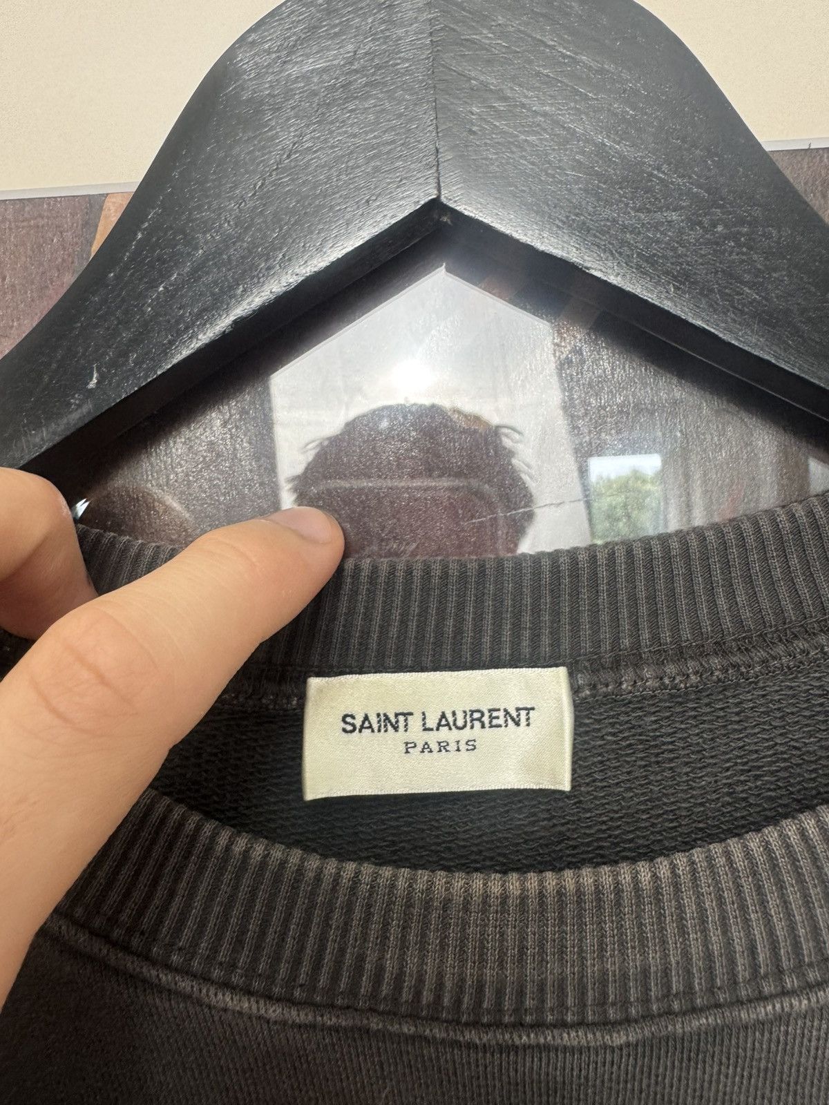 Saint Laurent Paris SS18 Saint Laurent Crewneck Distressed Washed YSL Logo Rare Size US S / EU 44-46 / 1 - 4 Thumbnail