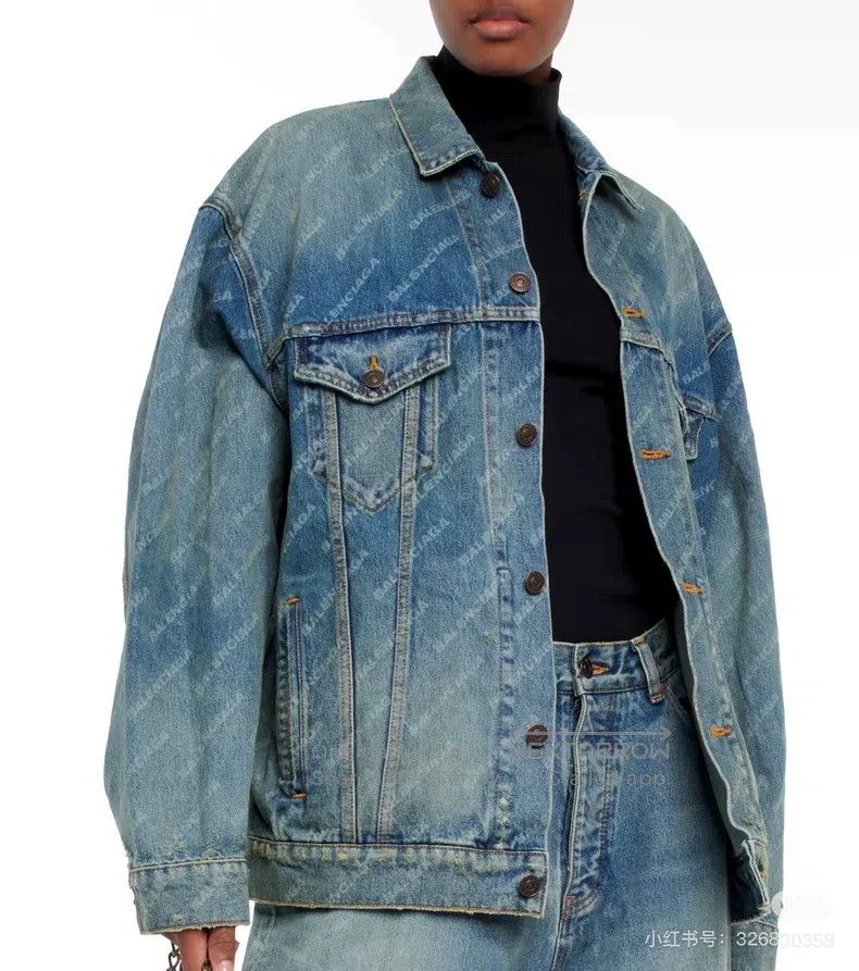 Balenciaga Balenciaga Gradient Full Print Letter Logo Denim Jacket Size US XS / EU 42 / 0 - 8 Thumbnail