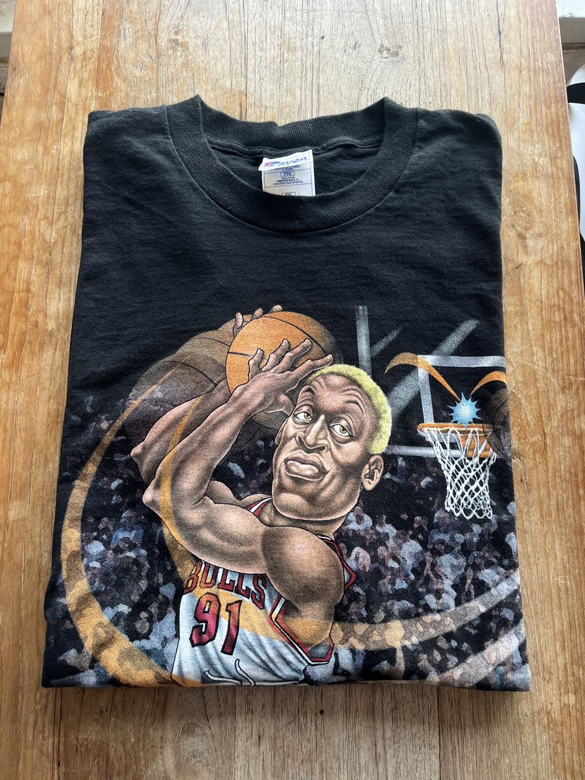 NBA × Pro Player × Vintage Vintage Dennis RODMAN Chicago Bulls 90’s by Proplayer tee’s Size US XXL / EU 58 / 5 - 1 Thumbnail
