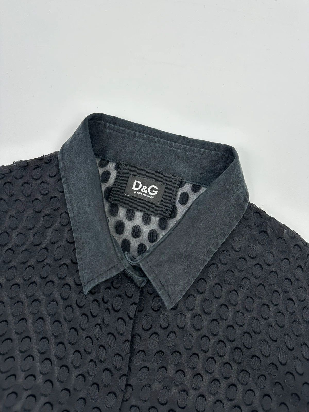 Dolce & Gabbana Dolce Gabbana 00’s Black Dotted Light Silk Shirt Size US M / EU 48-50 / 2 - 2 Thumbnail