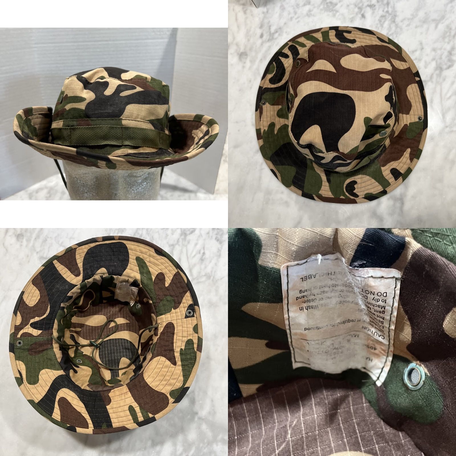 Vintage VINTAGE Military Boonie Bucket Hat Rip stop Camouflage Snaps Chin Strap Size ONE SIZE - 8 Thumbnail