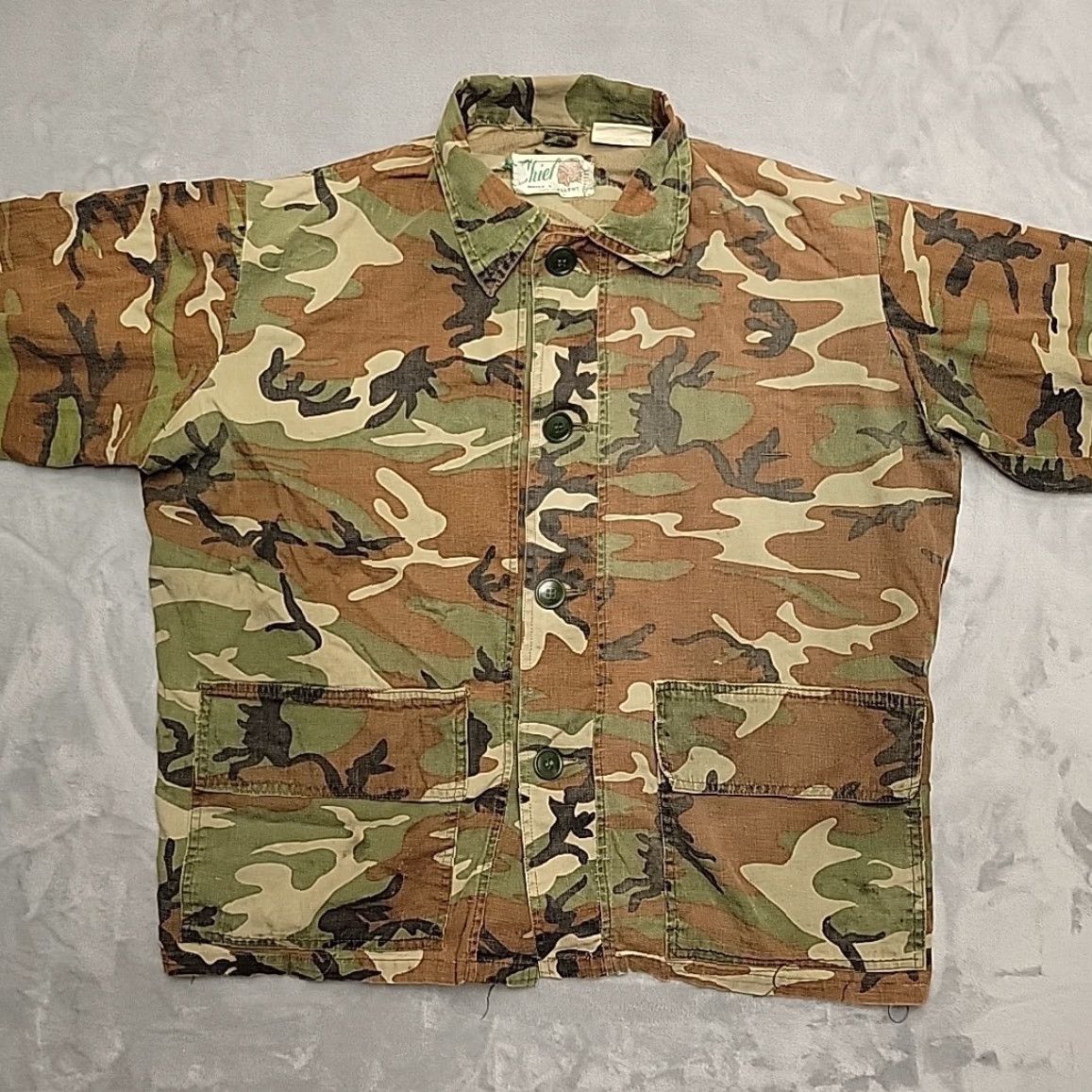 Vintage VINTAGE Chief Jacket Mens L Woodland Camo Cotton Canvas Water Repellant Made in USA VTG Size US L / EU 52-54 / 3 - 4 Thumbnail