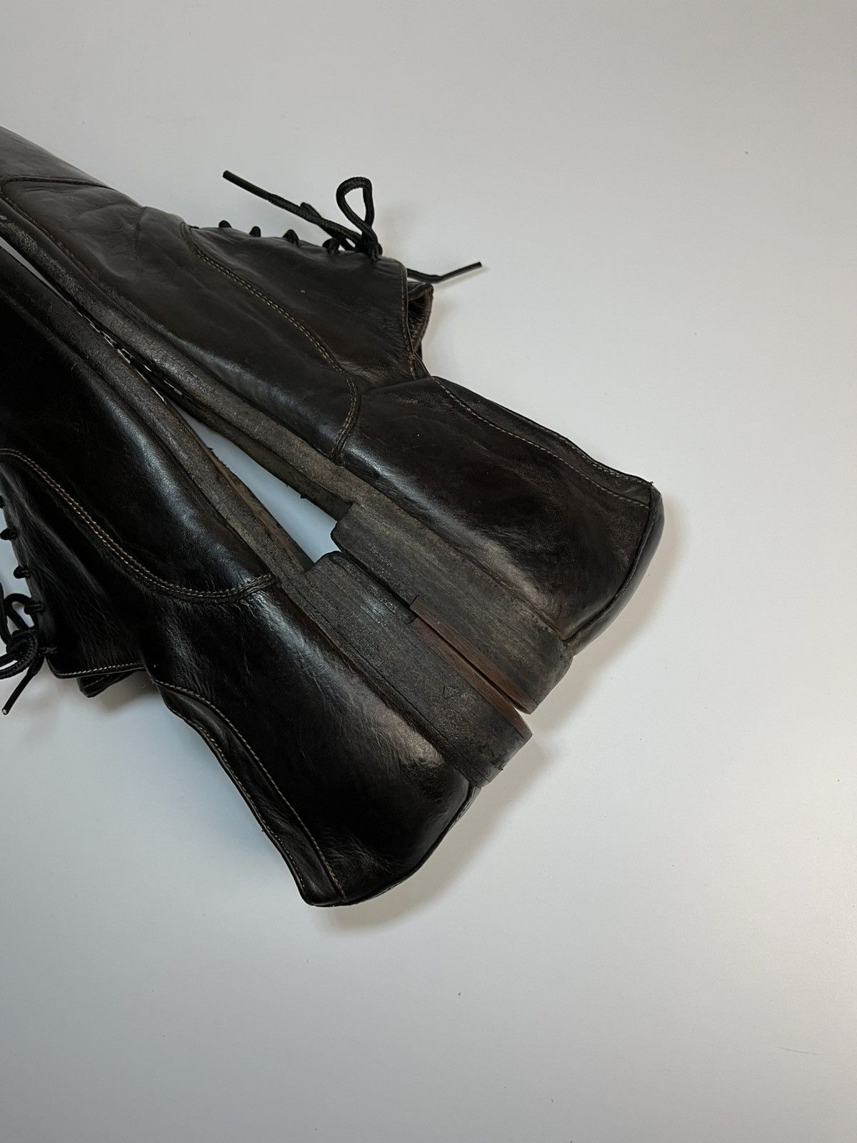 Alexander McQueen Alexander McQueen Burnished Espresso Leather Cap-Toe Oxfords Size US 10 / EU 43 - 17 Thumbnail