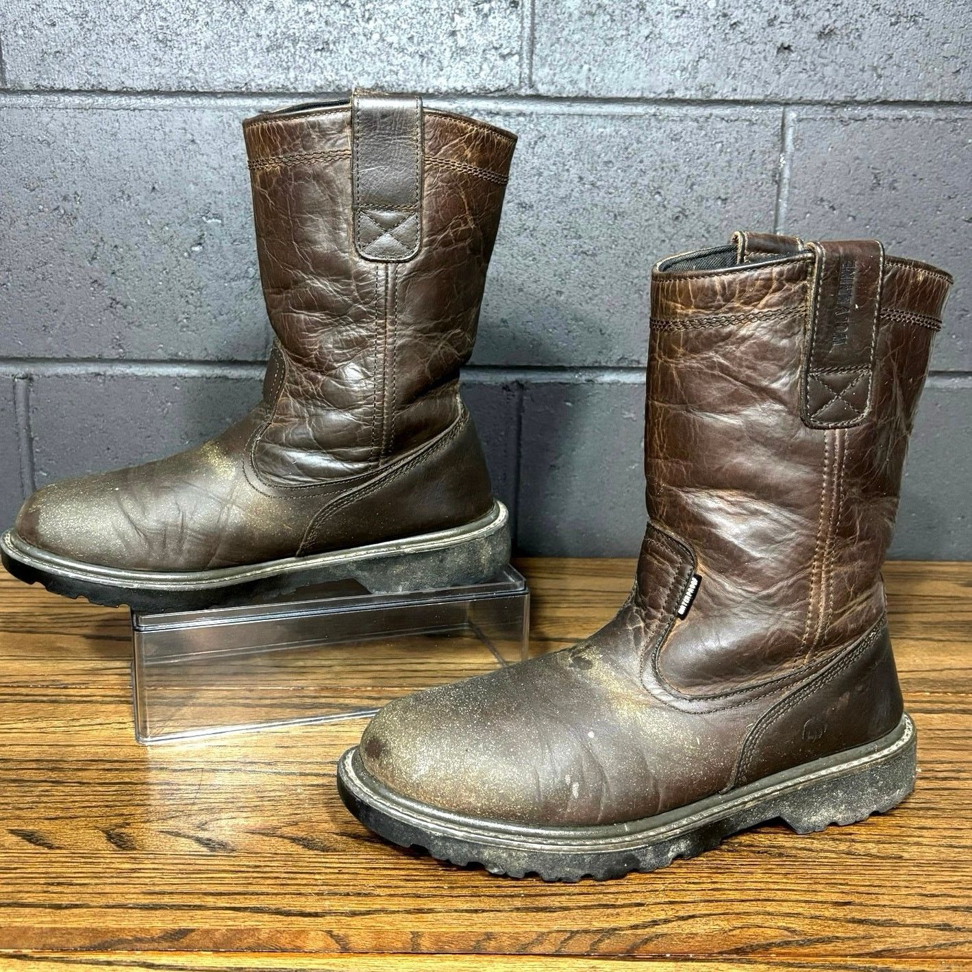 Wolverine Wolverine Men’s Brown Leather Pull On Work Boots 8.5M Size US 10 / EU 43 - 2 Thumbnail
