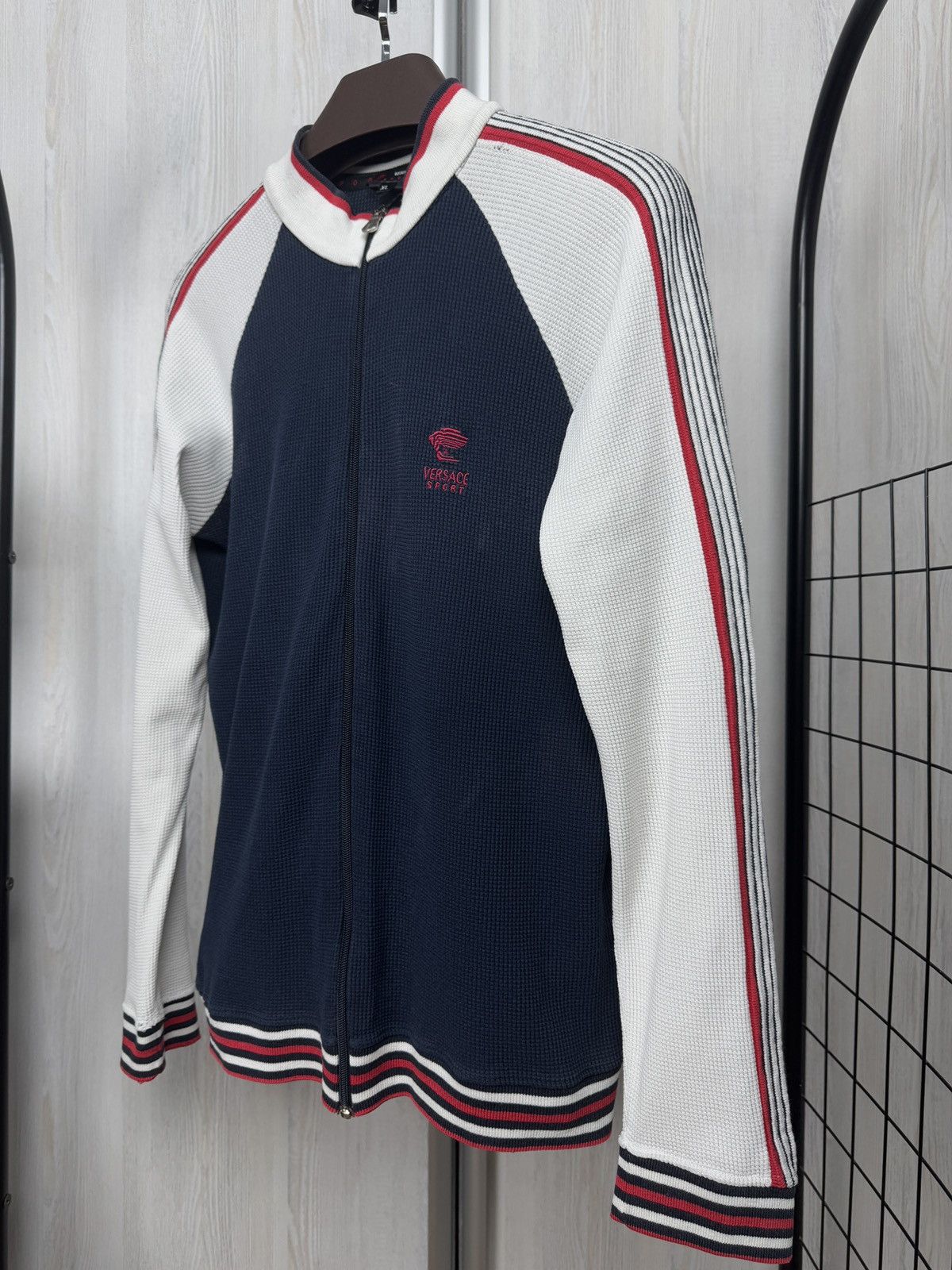 Versace Versace Sport vintage distressed faded full zip sweater Size US XL / EU 56 / 4 - 5 Thumbnail