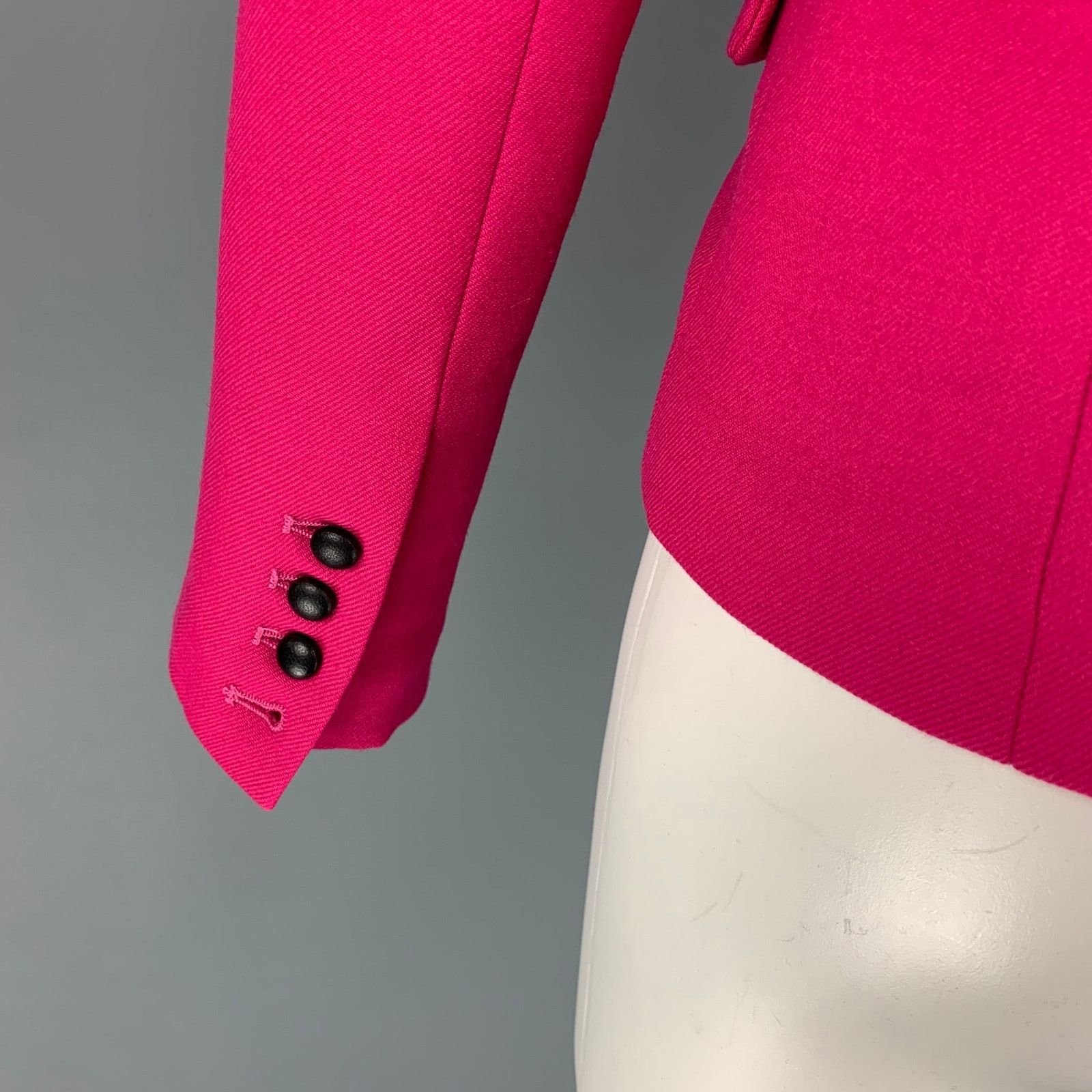 MILLY MILLY Size 0 Fuchsia Black Polyester Wool Jacket Blazer Size XS / US 0-2 / IT 36-38 - 4 Thumbnail