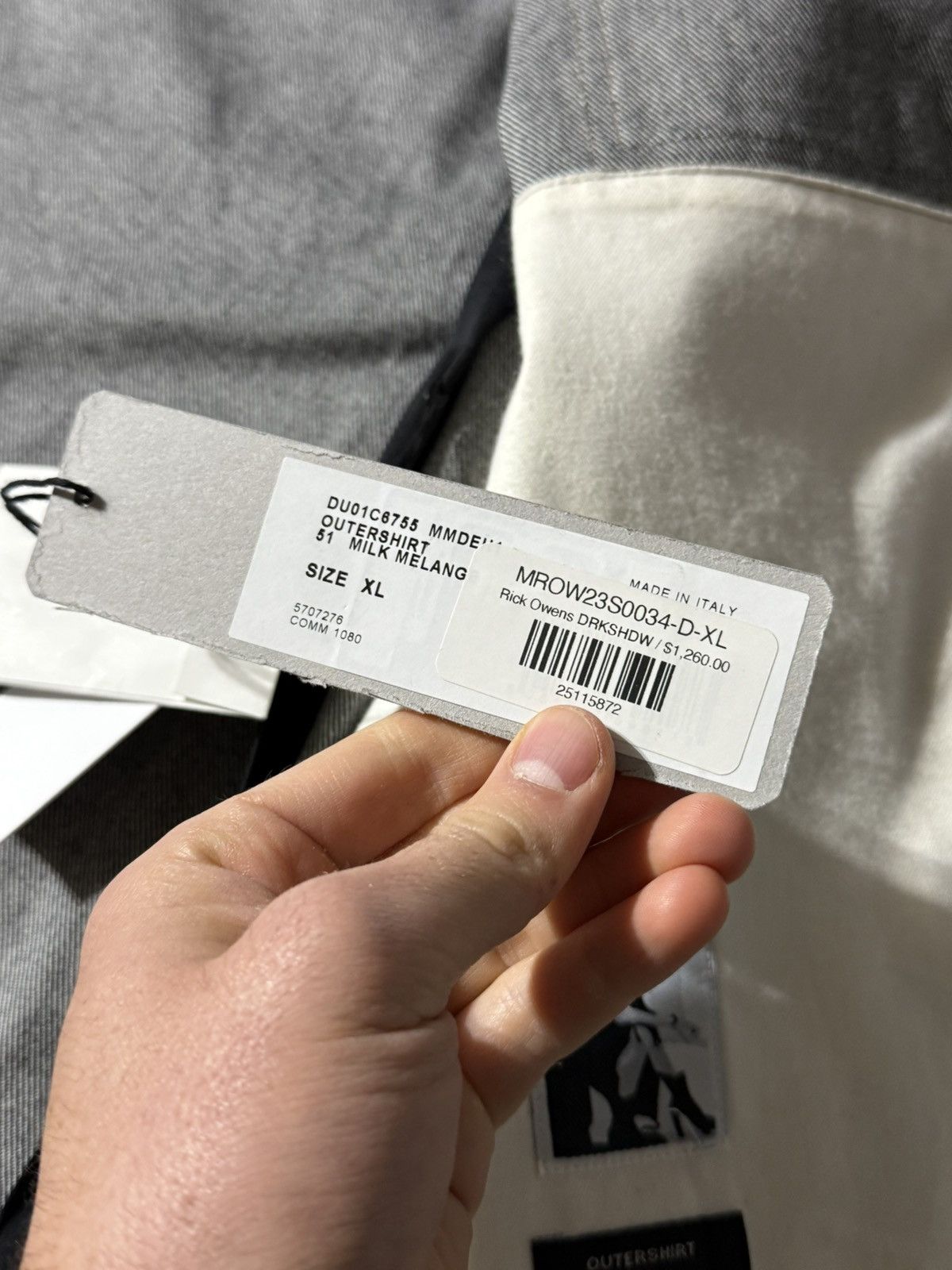 Rick Owens Denim Outershirt Milk Melange Overshirt Size US XL / EU 56 / 4 - 13 Thumbnail