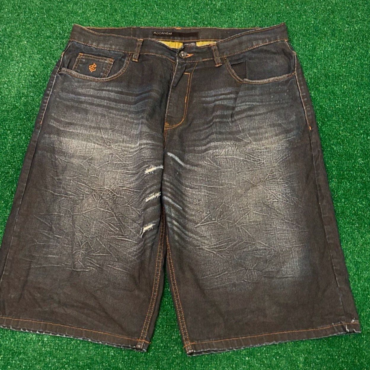 Rocawear VINTAGE Rocawear Baggy Hip Hop Skater Grunge Jorts Mens Size 38 Blue 38in Pockets Y2K JNCO Style Size US 38 / EU 54 - 4 Thumbnail
