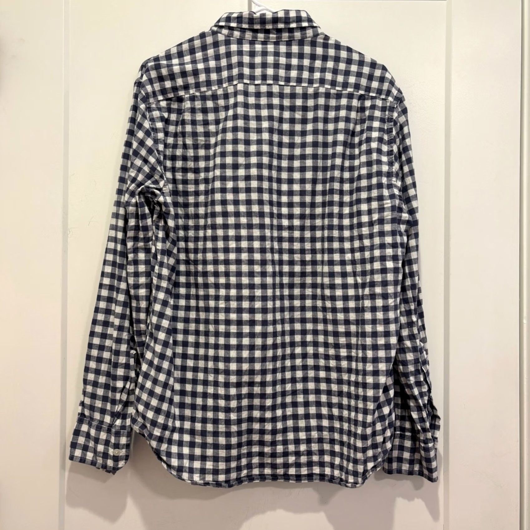 J.Crew J.Crew Mens Slim Cotton Linen Gingham Button Down Shirt Navy Blue White Large Size US L / EU 52-54 / 3 - 3 Thumbnail