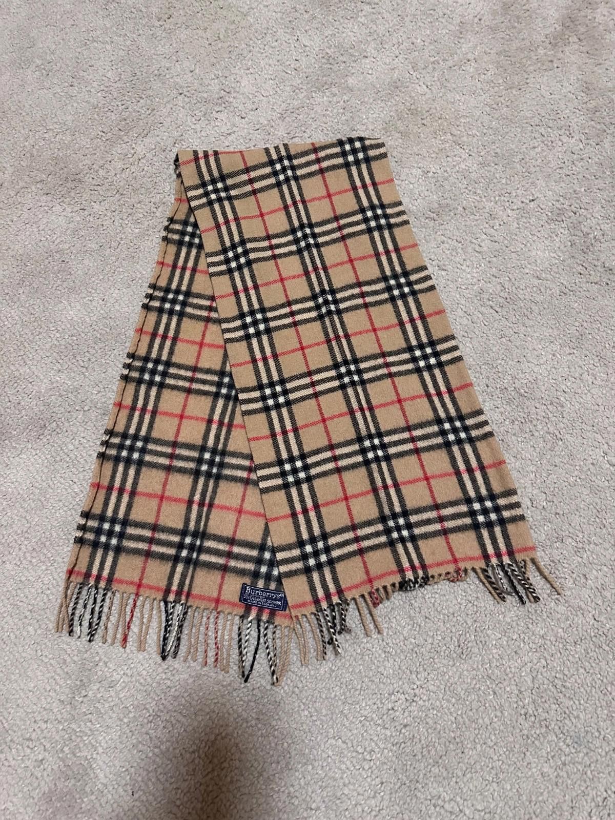 Burberry Authentic Vintage Burberry Scarf Wool Nova Check Beige Size ONE SIZE - 6 Thumbnail