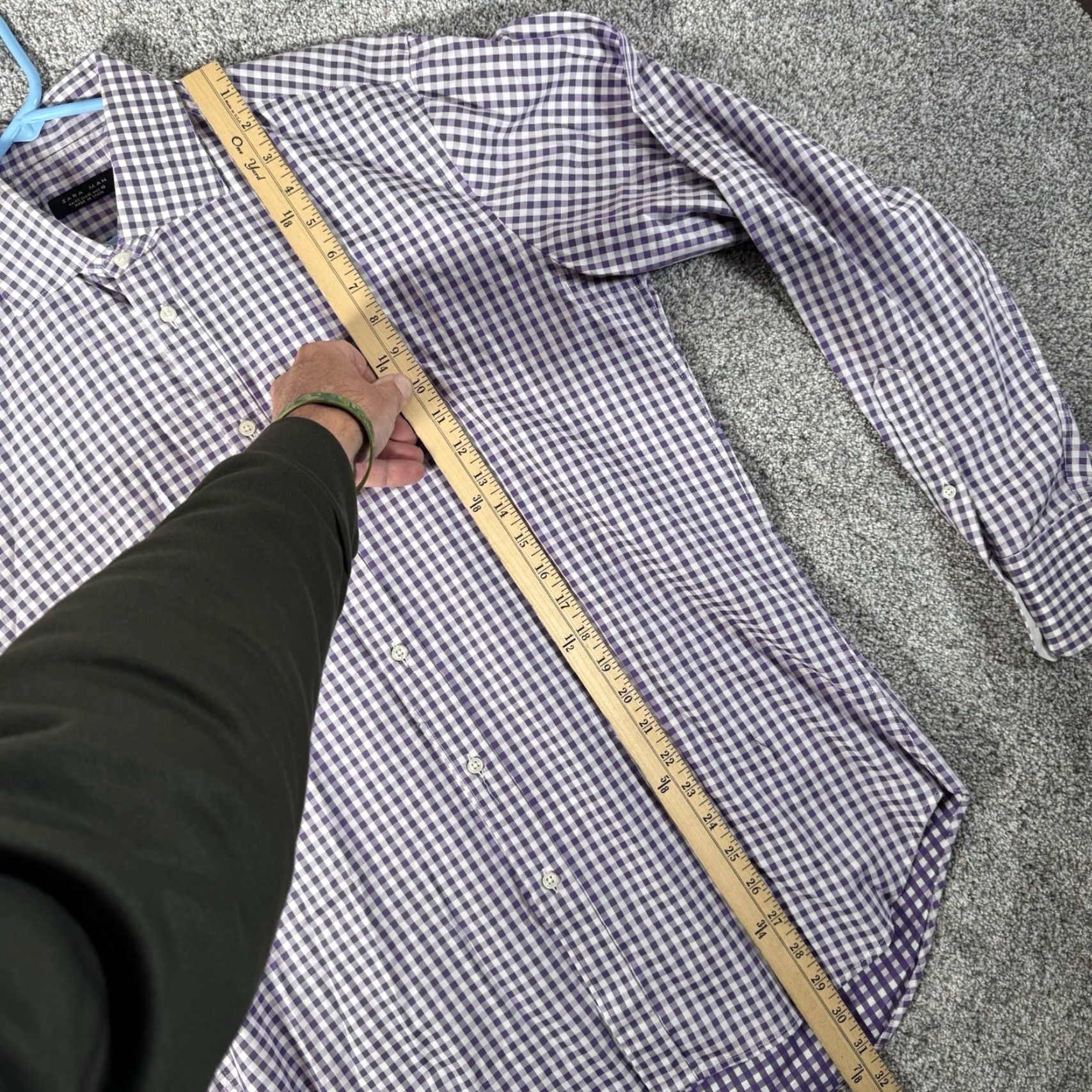 Zara Zara Man Button Up Dress Shirt L Purple Gingham Check Cotton Button-Up Preppy Classic Business Casual Mens Regular 16 Neck Size 16 Size US L / EU 52-54 / 3 - 2 Thumbnail