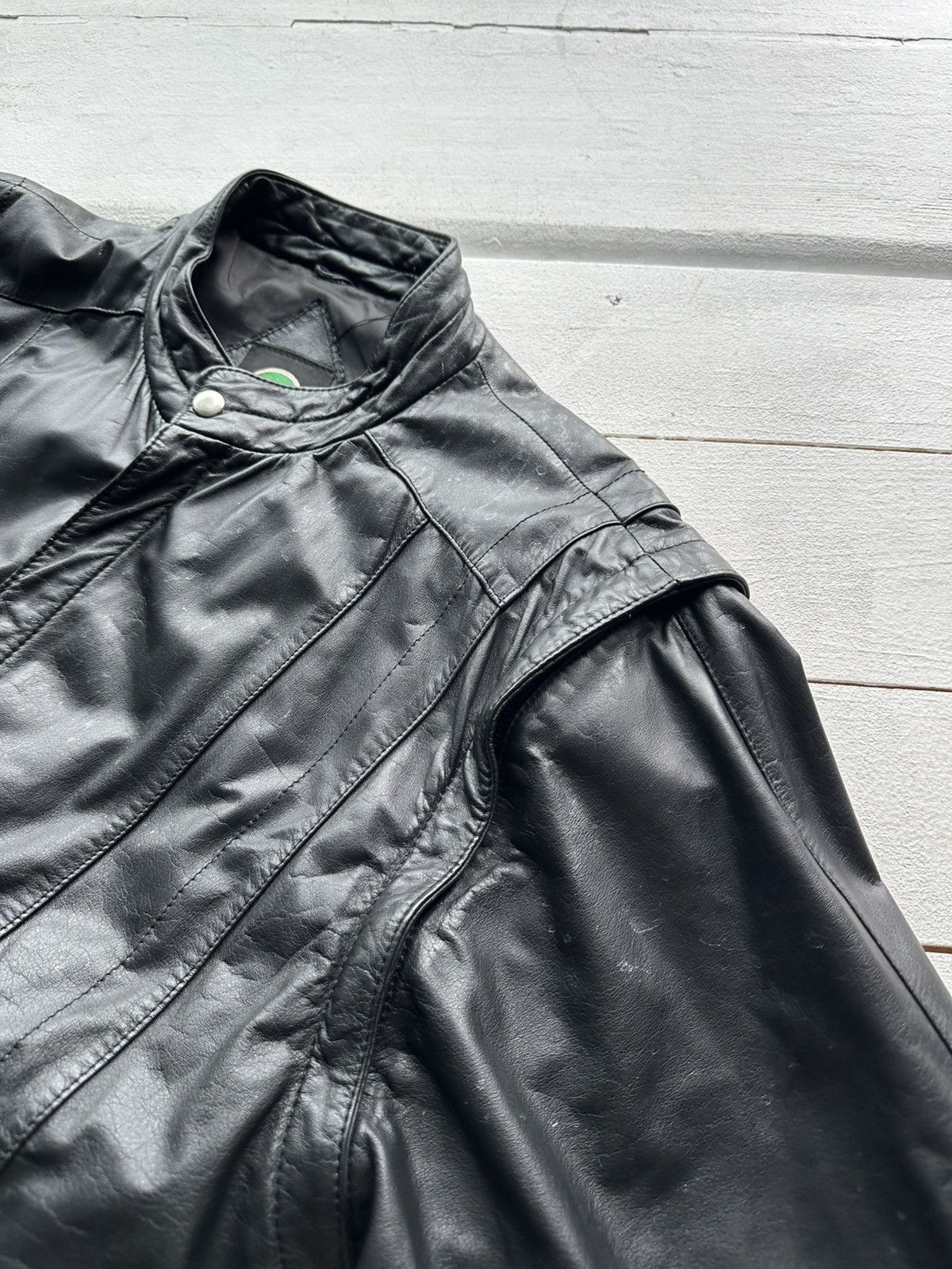 Other 🚨VNTG LEATHER JACKET AVANT GARDE ASYMMETRICAL BLACK MOTO Size US XL / EU 56 / 4 - 4 Thumbnail