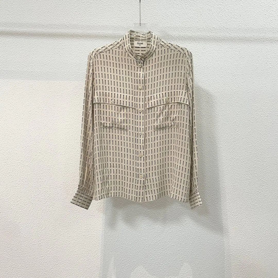 Celine Celine Letter Print Silk Button Up Shirt Size 40 Size M / US 6-8 / IT 42-44 - 1 Thumbnail