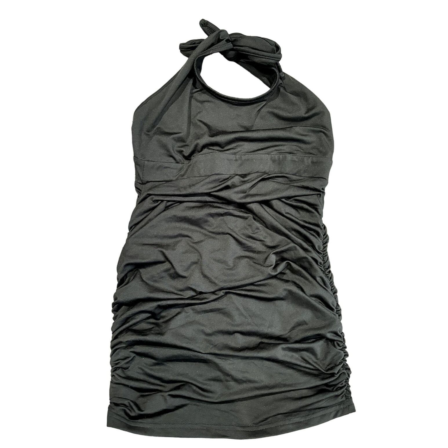 Shein SHEIN Black Slinky Halterneck Gathered Side Bodycon Dress Size S / US 4 / IT 40 - 2 Thumbnail