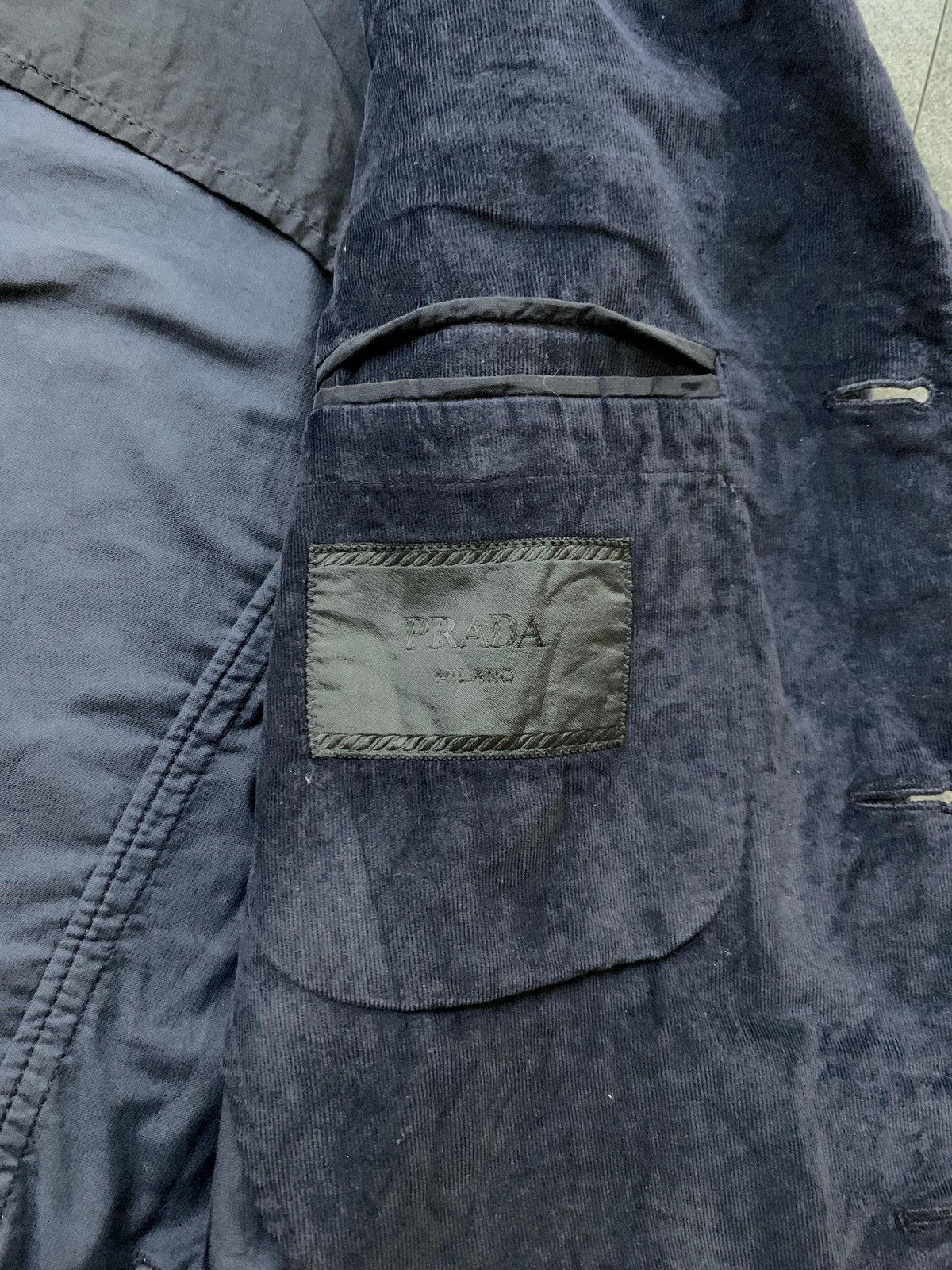 Prada FREE TAX! 2000s Navy Corduroy Blazer Jacket Size US S / EU 44-46 / 1 - 6 Thumbnail