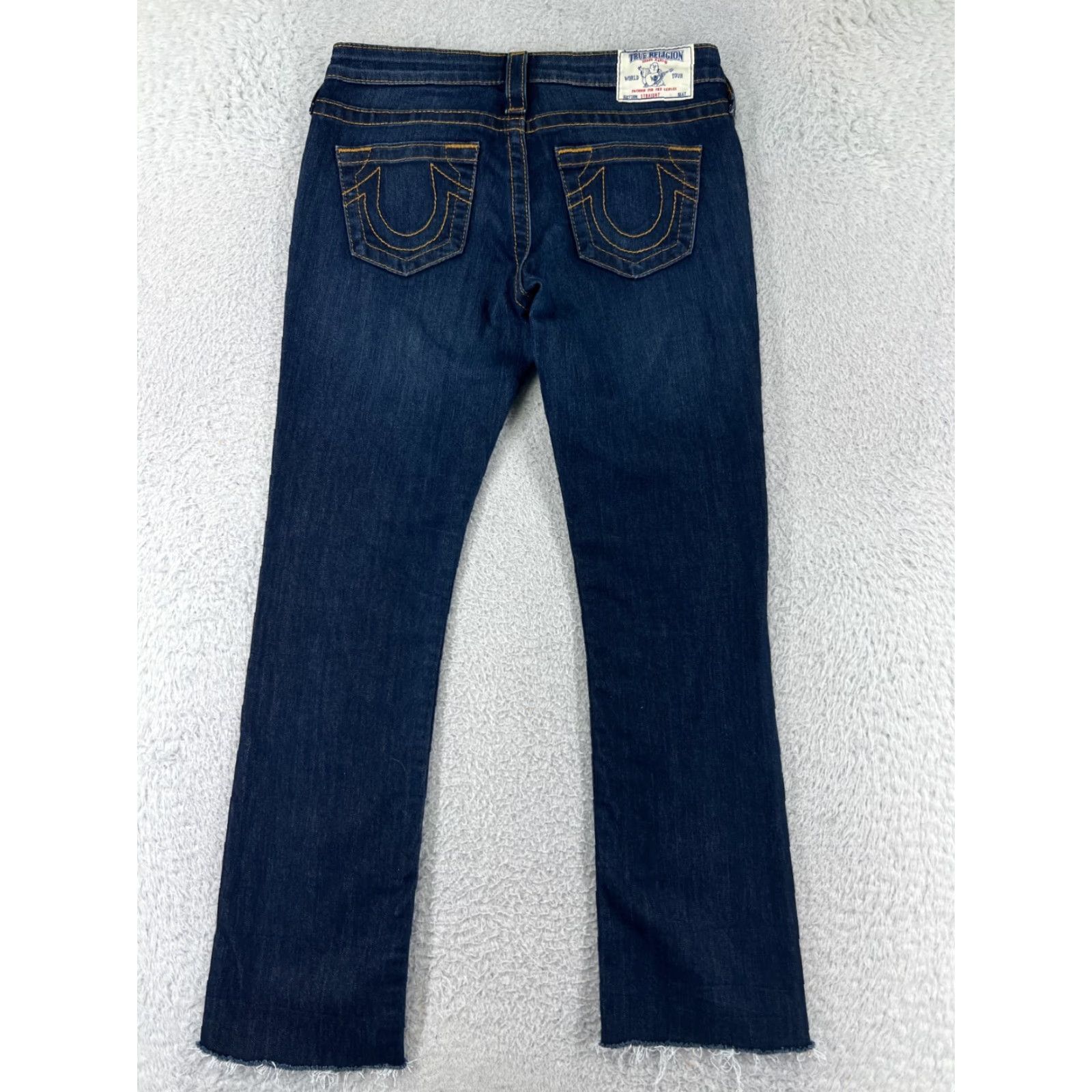 True Religion True Religion Jeans Women 27 Blue Denim Straight 5-Pocket Distressed Cotton Denim Pants Adult Regular Blue 27 Inseam 28 Size 27" / US 4 / IT 40 - 3 Thumbnail