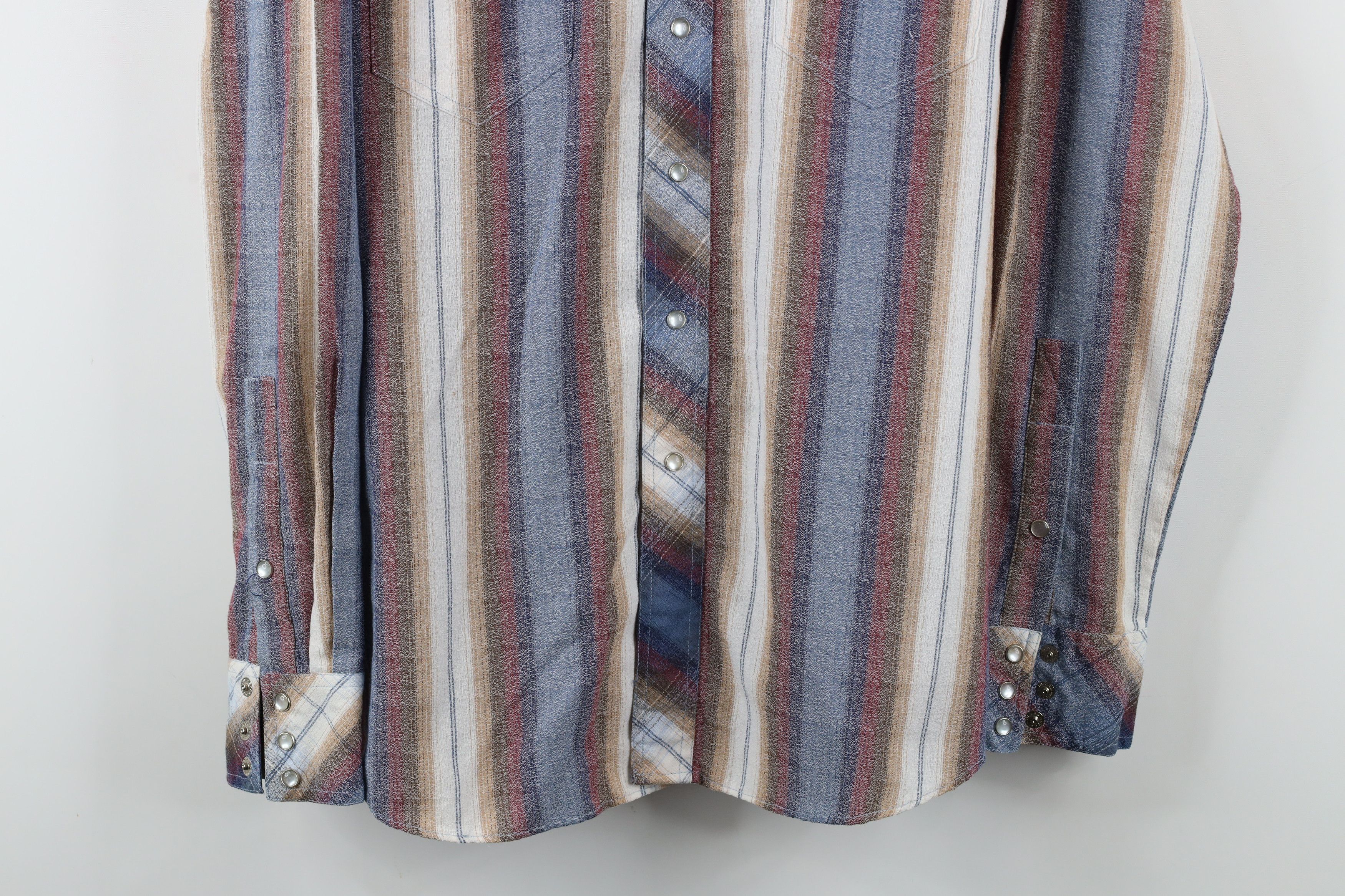 Vintage Vintage 70s Streetwear Striped Western Snap Button Shirt Size US L / EU 52-54 / 3 - 3 Thumbnail