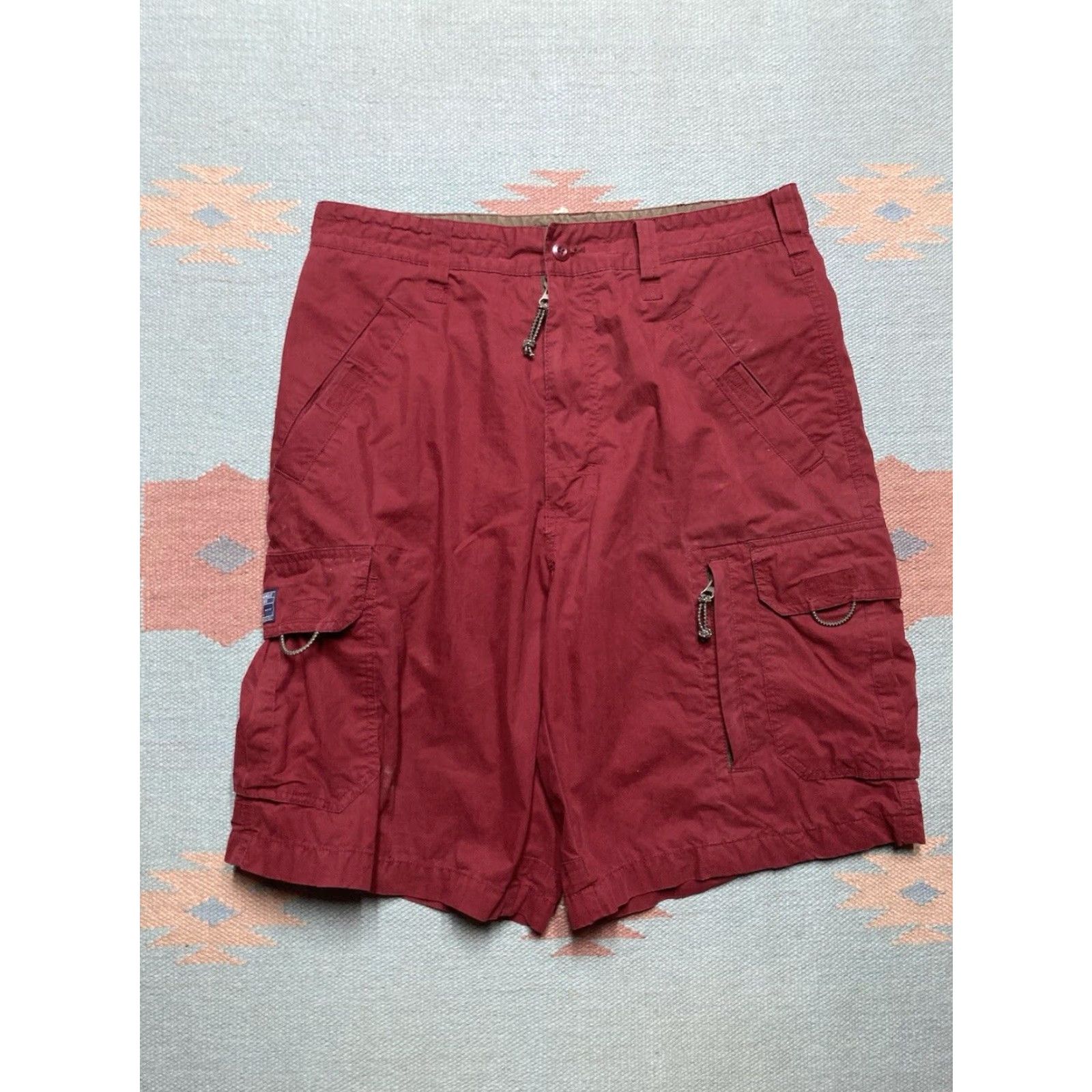 American Eagle Outfitters VINTAGE American Eagle Outfitters Cargo Shorts Men 33 Dark Red Baggy Wide Leg Skater 90s 00s Jeans? Size US 33 - 4 Thumbnail