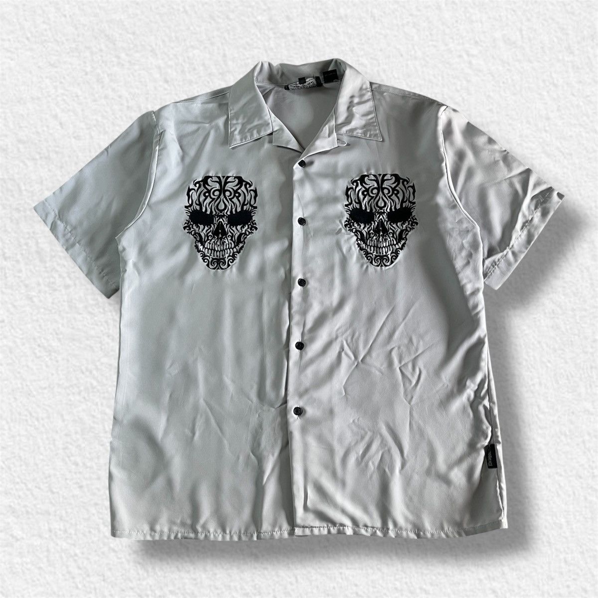 Dragonfly Vintage DragonFly Skull Embroidery Camp Collar Shirt Size US XL / EU 56 / 4 - 1 Thumbnail