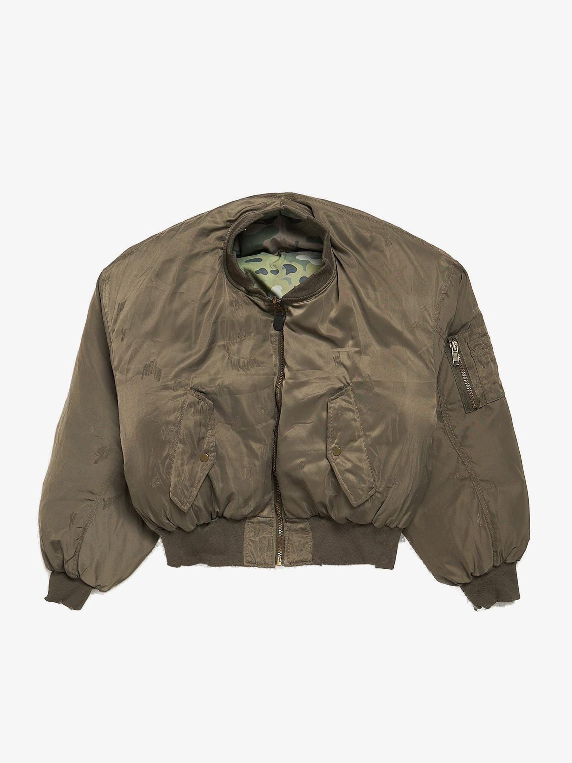 PROJECT G/R Reversible Puffer Bomber Jacket - Khaki Size US S / EU 44-46 / 1 - 1 Thumbnail