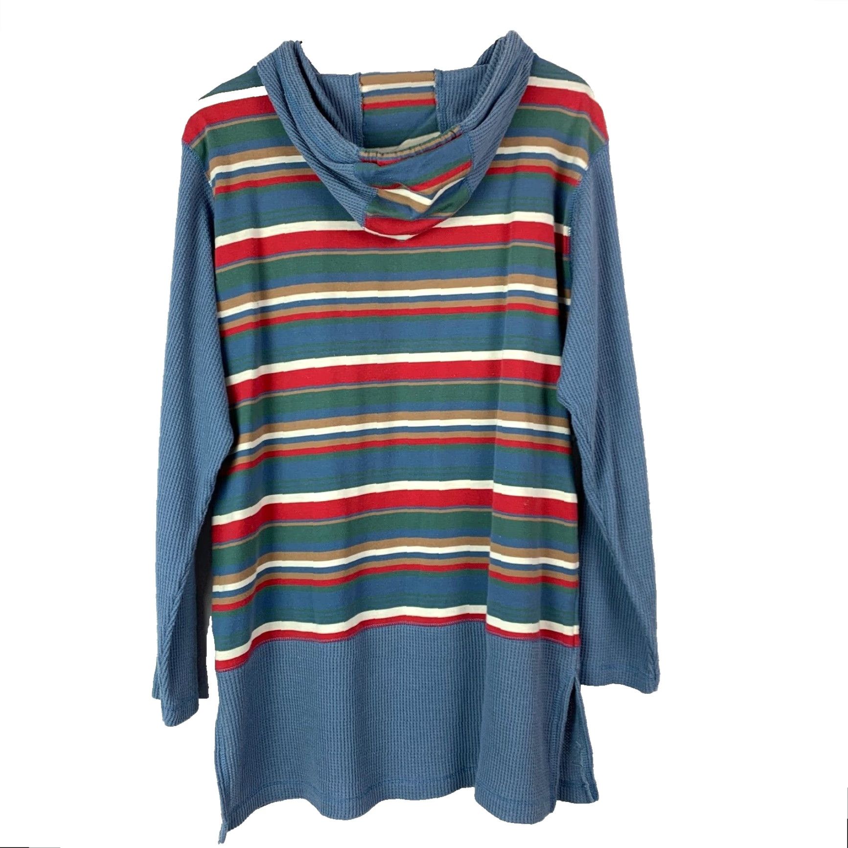 Vintage VINTAGE 90s Jeremy Beau Shirt M Blue Striped Hooded Drawstring Grunge Size M / US 6-8 / IT 42-44 - 3 Thumbnail