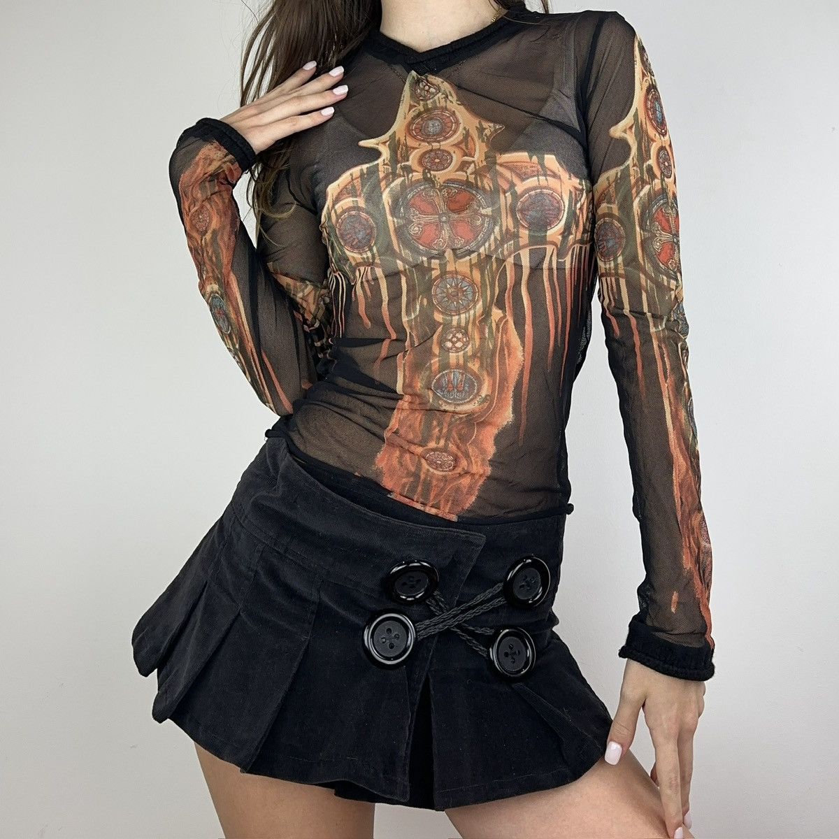 Jean Paul Gaultier Jean Paul Gaultier FW 1997 Cathedral Mesh Top Size ONE SIZE - 4 Thumbnail
