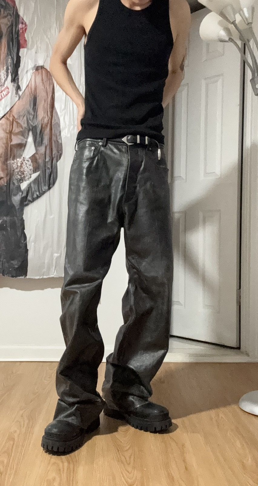 Rick Owens Rick Owens Leather Geth Jeans Size US 31 - 3 Thumbnail