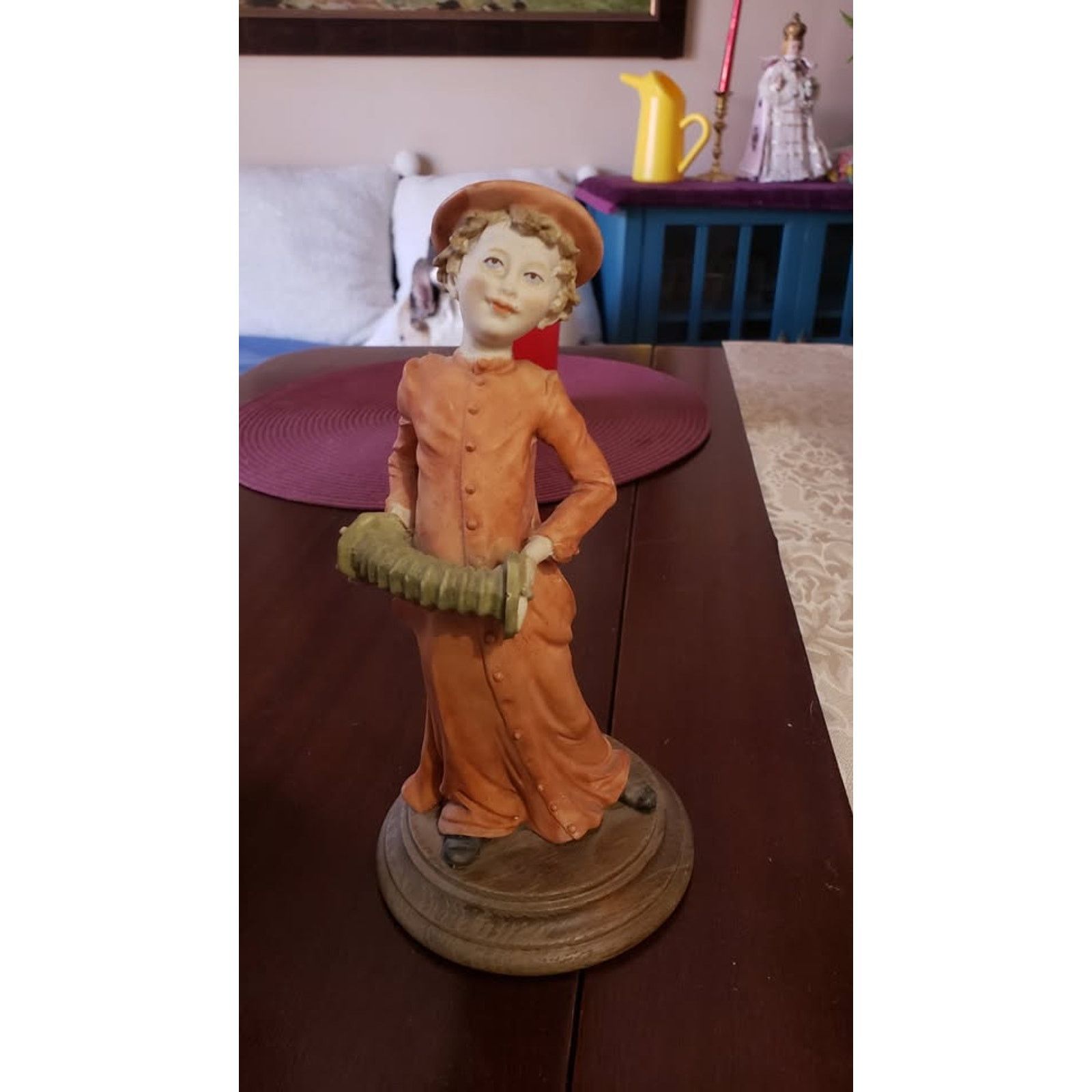 The Unbranded Brand Wooden Carved Boys Playing Flute and Playing Music Box 2pc Size ONE SIZE - 1 Thumbnail