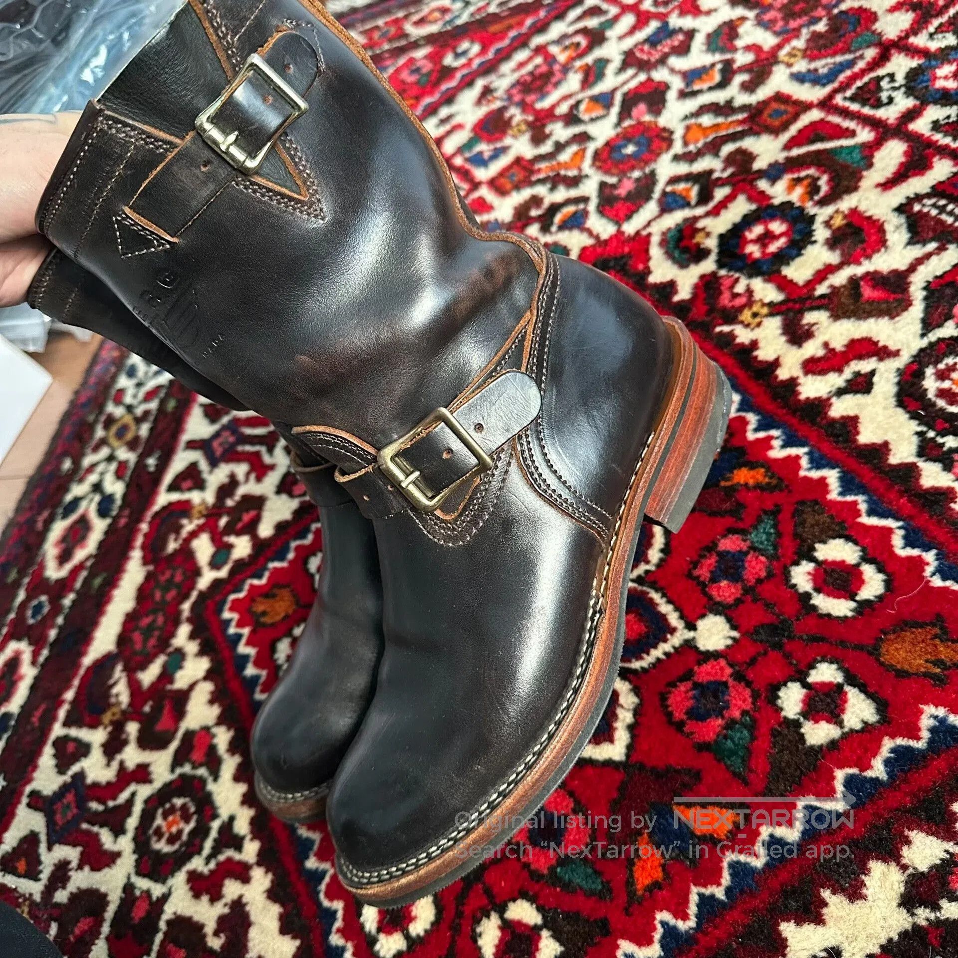 Viberg Viberg Engineer Boots in Dark Brown Leather. Size US 7.5 / EU 40-41 - 4 Thumbnail
