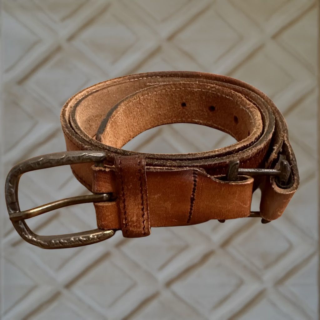 Vintage VINTAGE Belt Mens Brown Leather 42” Long Hinged Size ONE SIZE - 1 Thumbnail