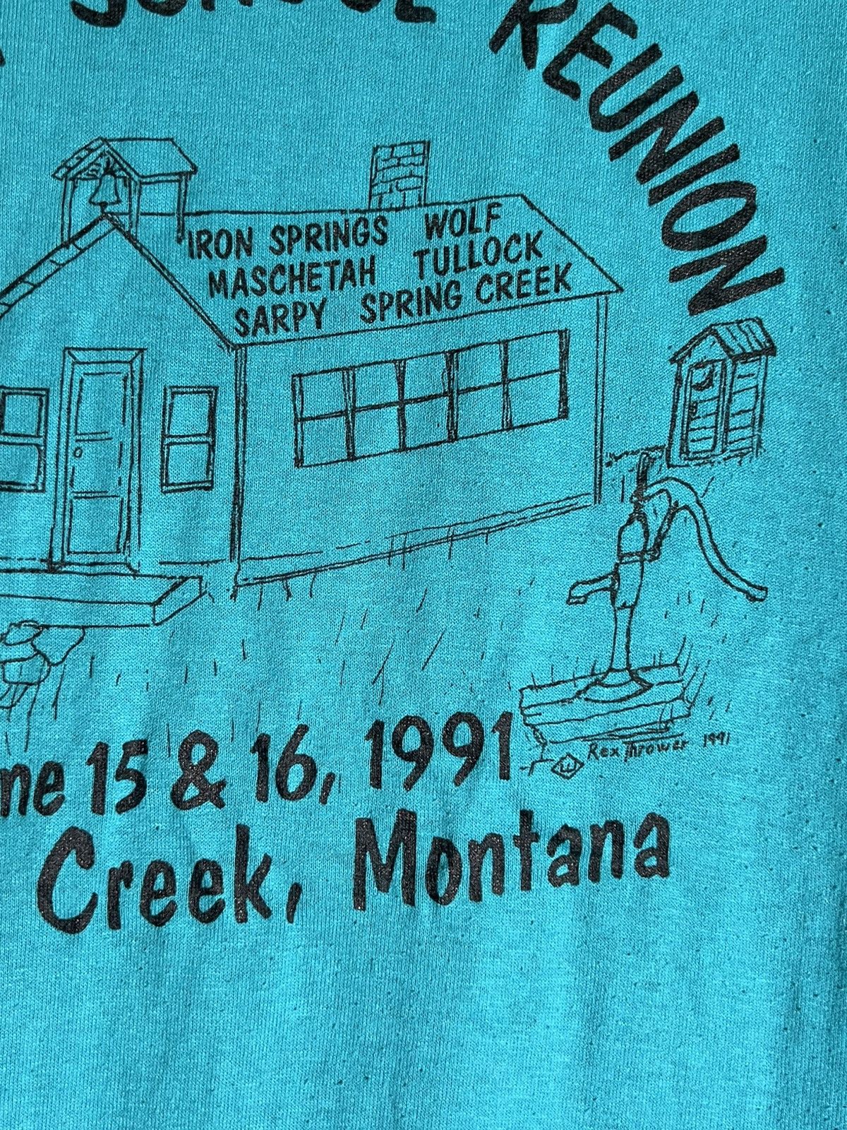 Vintage 90’s VTG Vintage Country School Montana Retro Tee T Shirt Size US XL / EU 56 / 4 - 6 Thumbnail