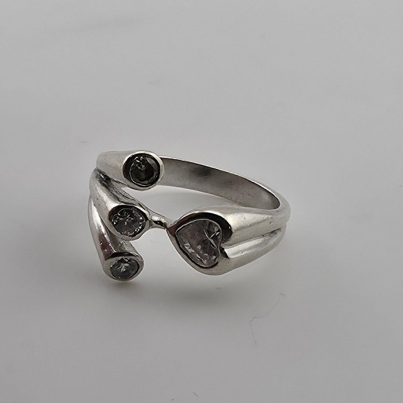Other Sterling Silver Heart CZ Wrap Ring Size 7 Romantic 925 Size ONE SIZE - 3 Thumbnail