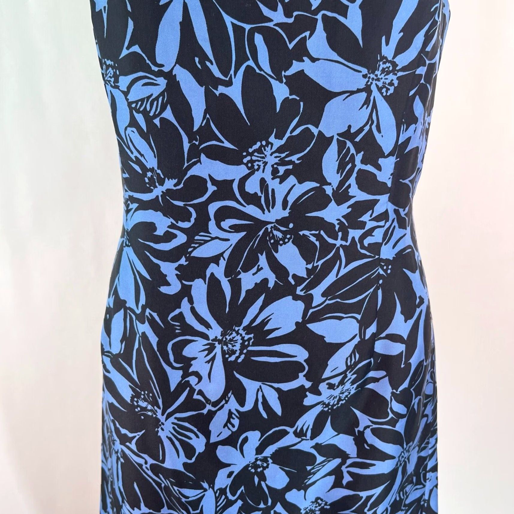 Ann Taylor VINTAGE Ann Taylor Dress A-Line Midi Blue Floral Silk Lined Party Cocktail Women 2 US Womens Blue Floral Midi Dress Size XS / US 0-2 / IT 36-38 - 4 Thumbnail