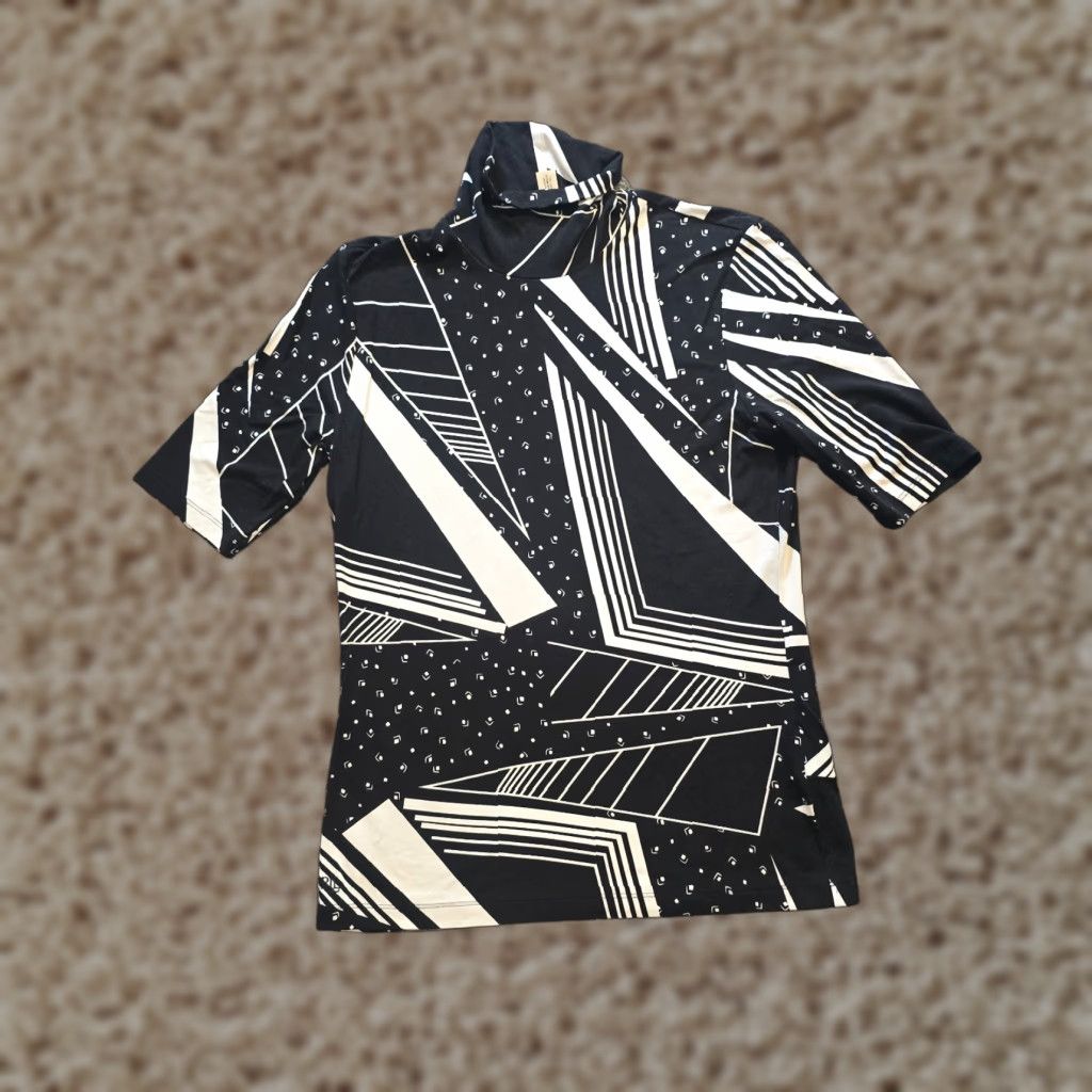 Ralph Lauren Lauren Ralph Lauren Top Womens Medium Petite Black Abstract Turtleneck Casual Size M / US 6-8 / IT 42-44 - 1 Thumbnail