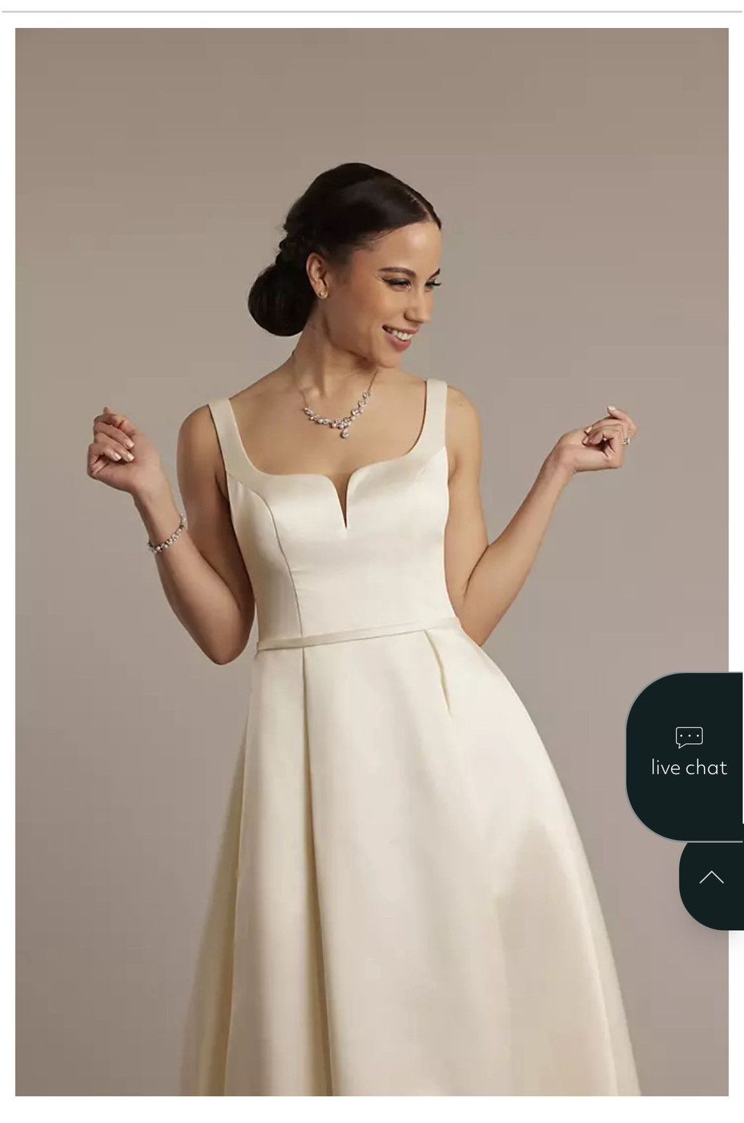 David's Bridal Ivory Satin A-Line Wedding Dress