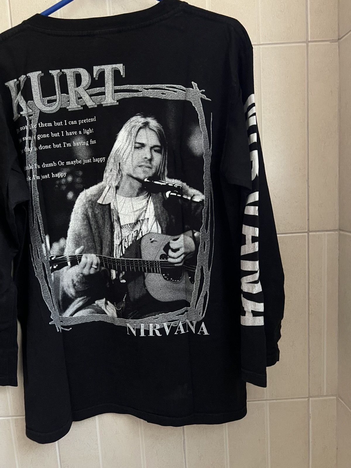 Vintage Vintage Kurt Cobain Nirvana in New York Dumb Lyrics T Shirt Size US XL / EU 56 / 4 - 7 Thumbnail