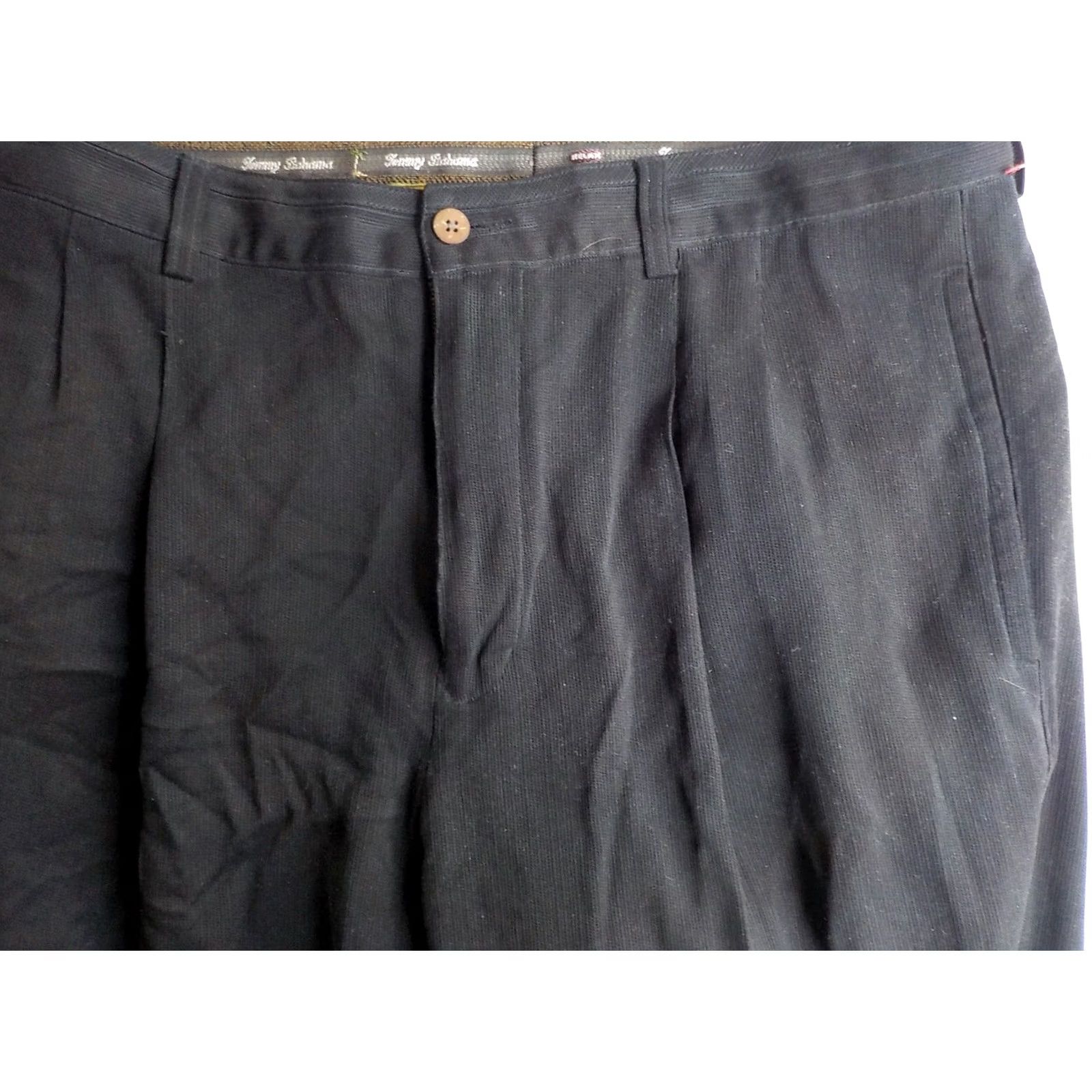 Tommy Bahama VINTAGE Tommy Bahama Dress Pants Black 35x28 Pleated Silk/Wool Relaxed Mens Dress Slacks Pants Size US 35 - 3 Thumbnail
