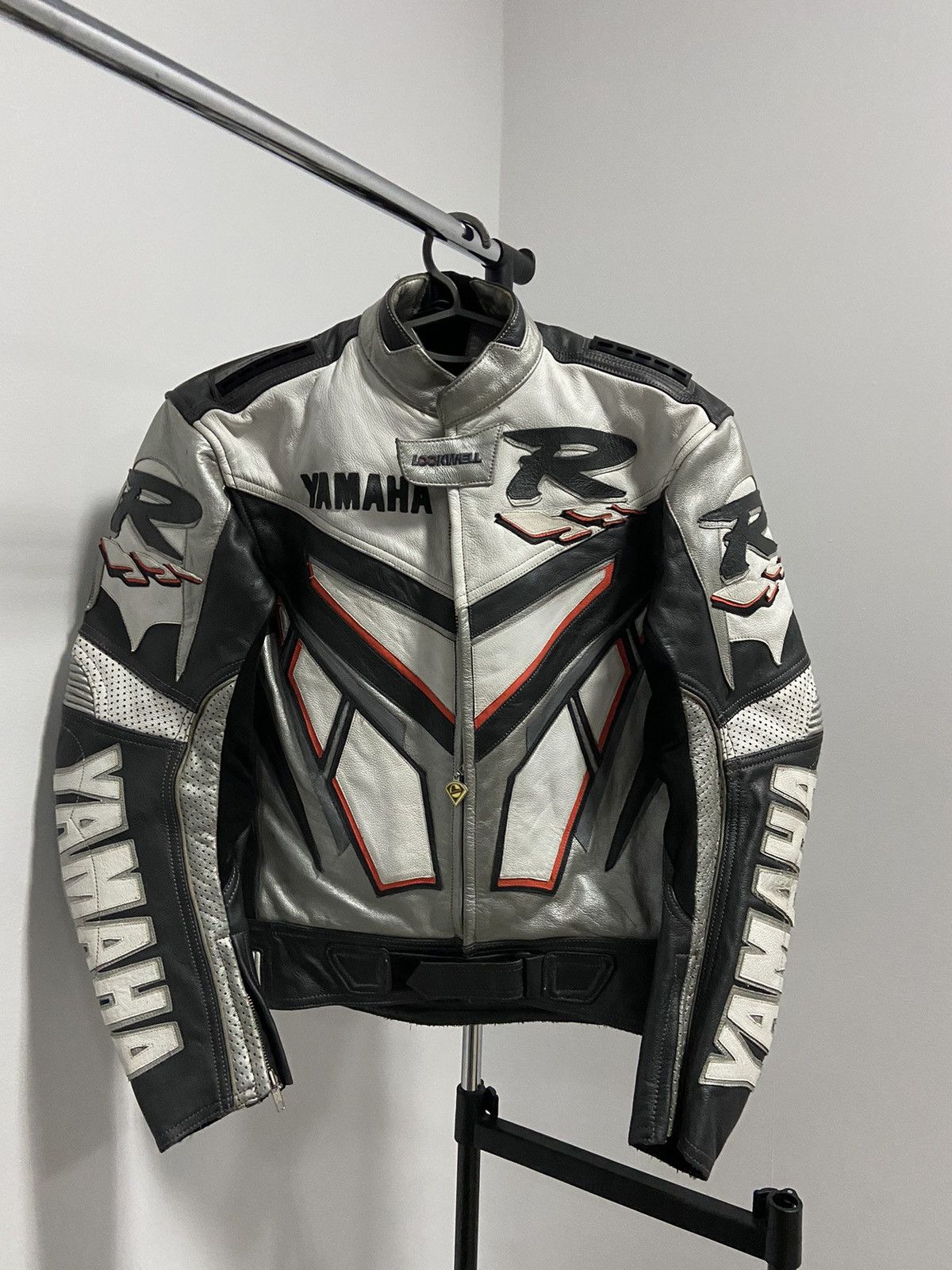 Yamaha R leather jacket big logo racing moto
