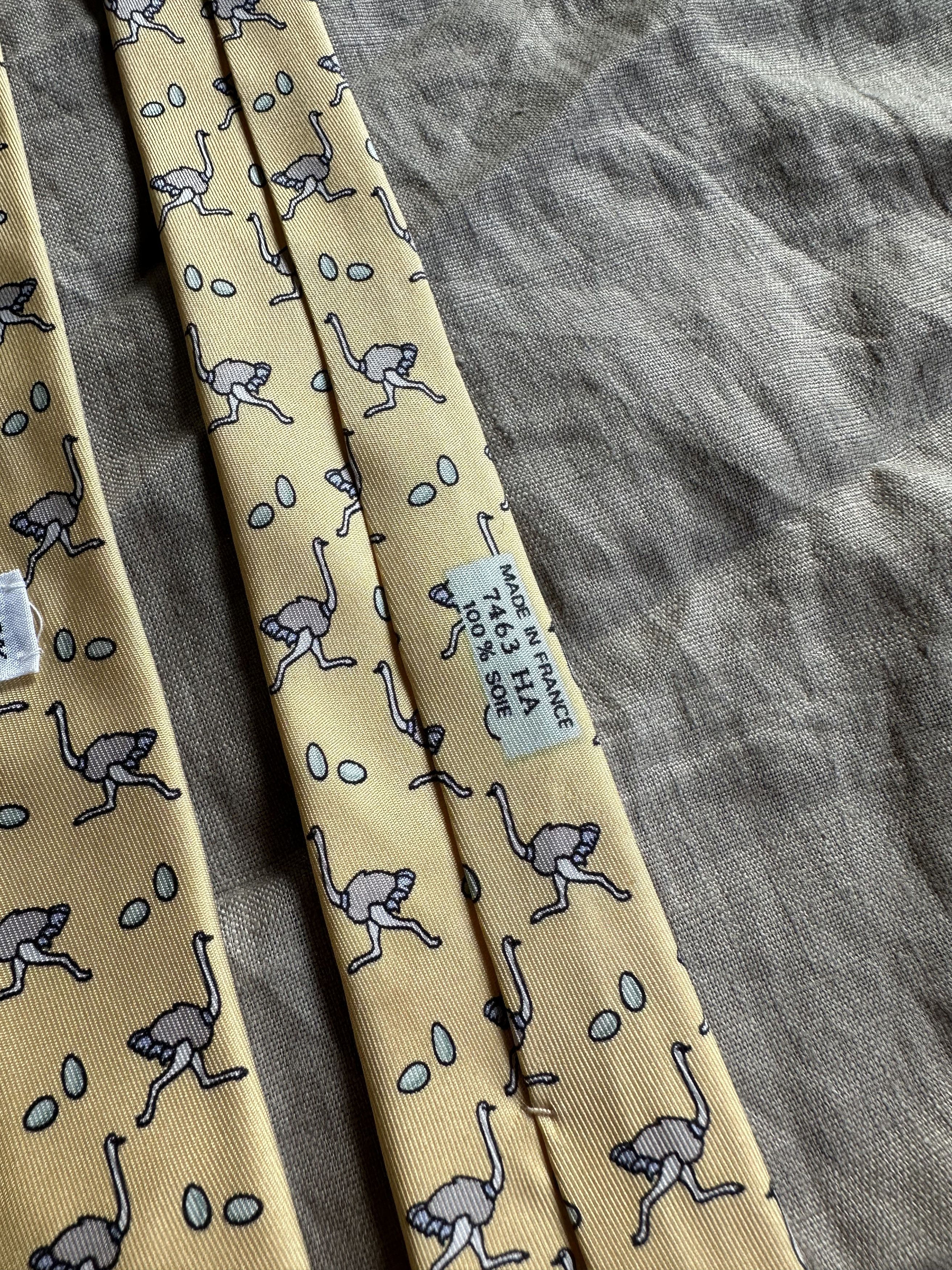 Hermes Hermes Vintage Animal Pattern Strauss Silk Tie 7649AP Size ONE SIZE - 2 Thumbnail