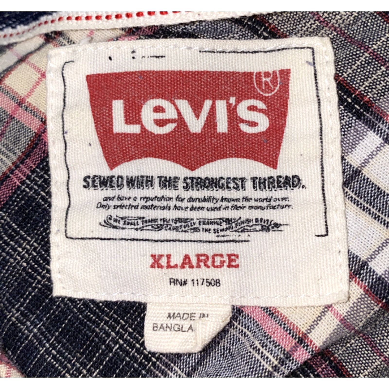 Levi's Levi’s Mens Multi Color Plaid Long Sleeve Button Front Shirt XL Regular Men Size US XL / EU 56 / 4 - 6 Thumbnail
